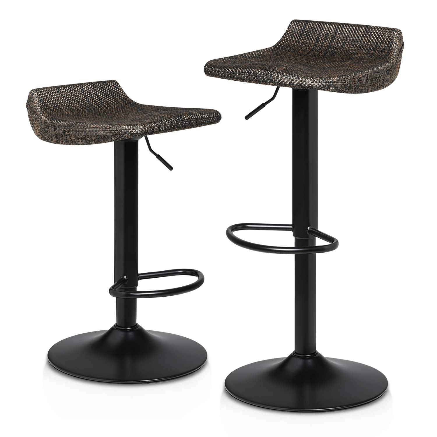 MoNiBloom Adjustable Swivel Bar Stools Set of 2 - Counter Height Bar Chairs with Footrest for Kitchen, Dining Room, Restaurant - Indoor & Outdoor Use - Perfect for Breakfast Bars, Kitchen Islands & Patio Dining