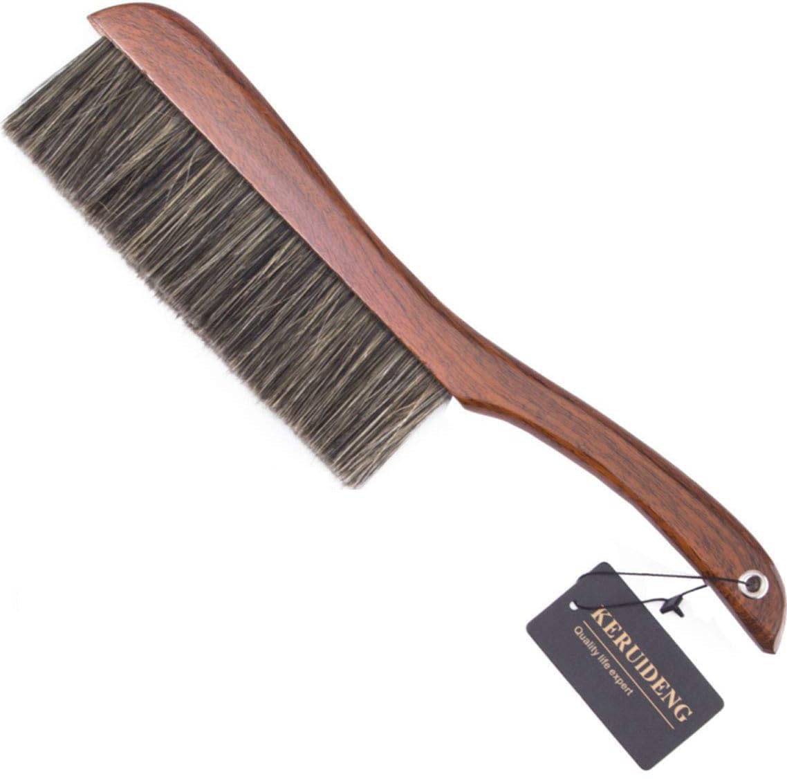 Soft Dust Brush with Long Wooden Handle - 15'' Hand Broom for Home Cleaning, Counter Duster for Bed, Sofa, Furniture, Couch & Car | Perfect for Dusting Hard-to-Reach Areas & Delicate Surfaces
