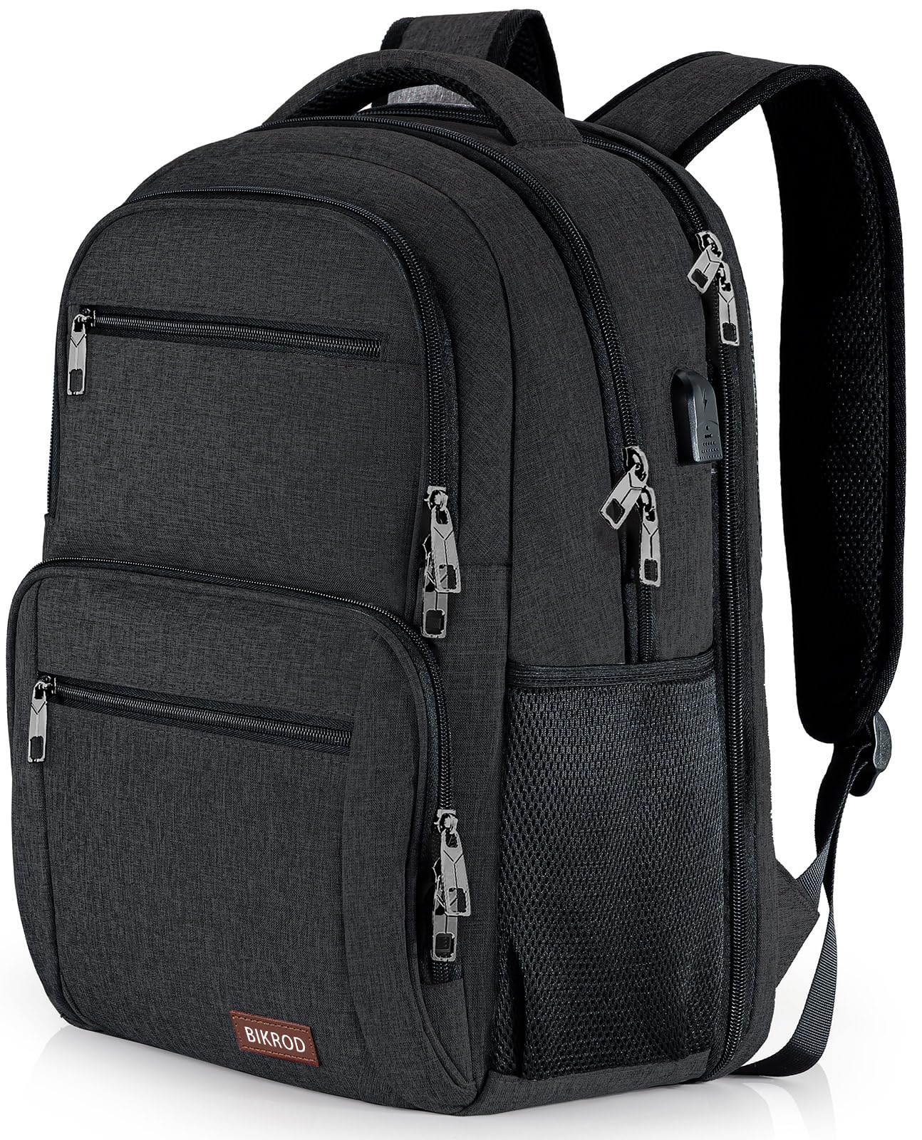 Waterproof Anti-Theft Travel Backpack with USB Charging Port - TSA Approved Business Laptop Backpack for Men & Women, Fits 15.6 Inch Notebook - Perfect for School, Office & Commuting (Black)