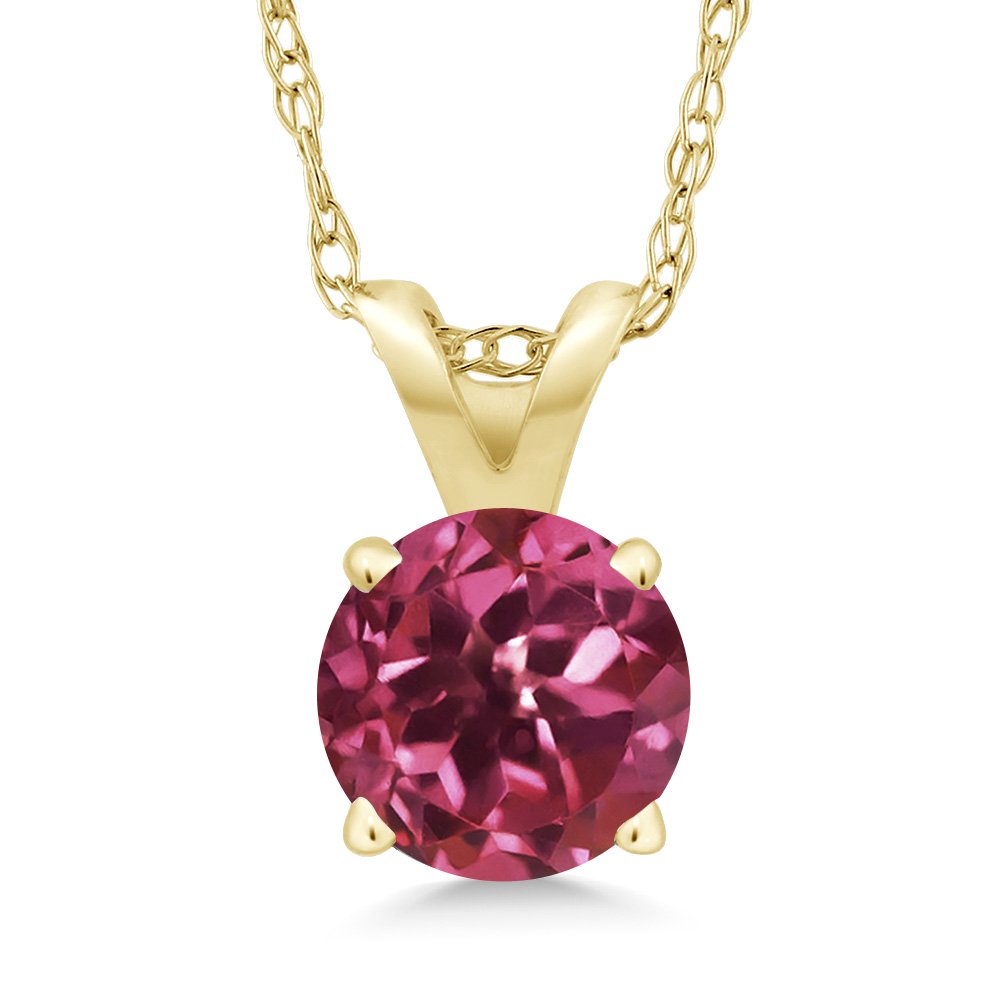 14K Yellow Gold Round 5MM Birthstone Pendant Necklace for Women | Genuine Gemstone Solitaire Jewelry with 18 Inch Chain | Elegant Gift for Mom, Wife, Her | Perfect for Birthdays, Anniversaries & Special Occasions