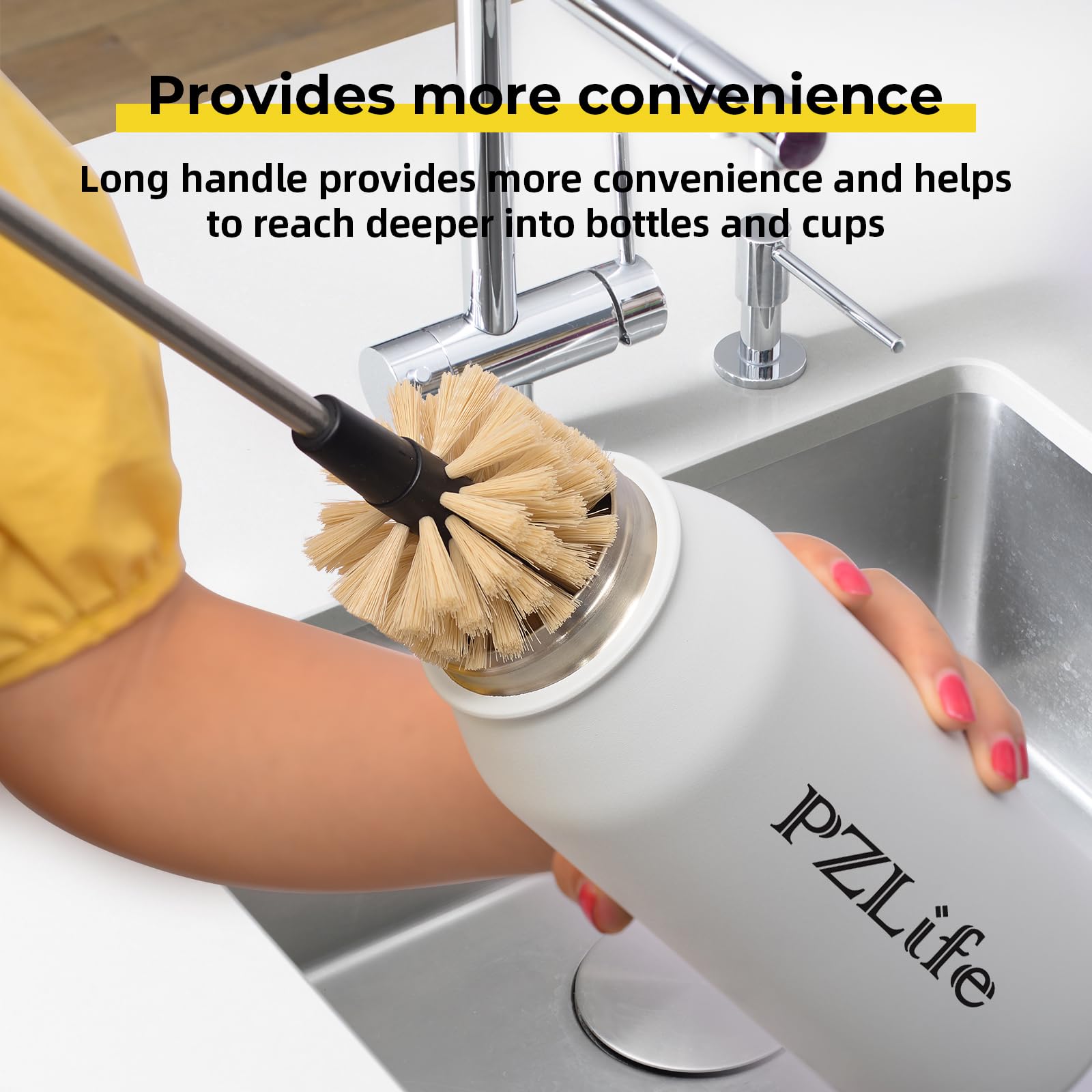 2-in-1 Water Bottle Brush with Detachable Head - Long 15