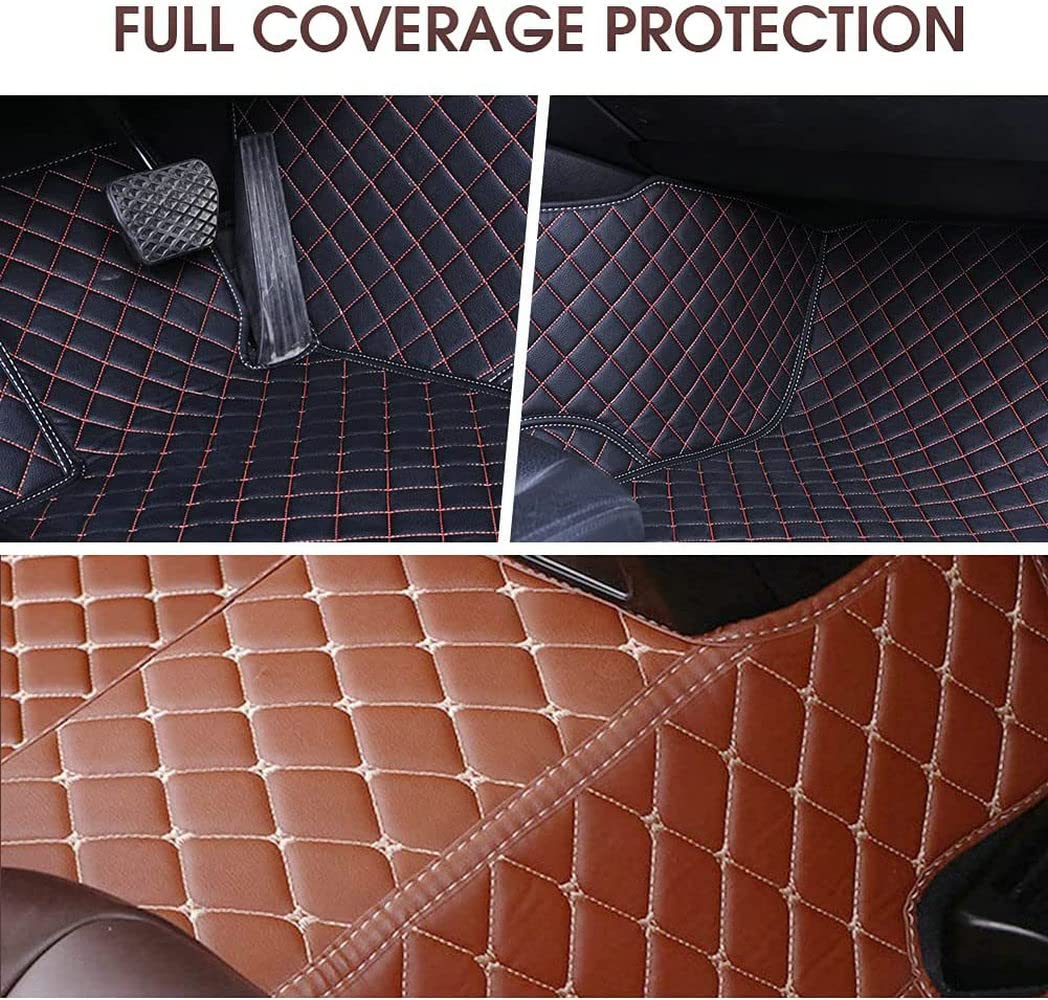 Custom Leather Car Floor Mats for Sedan, SUV & Sports Cars - Premium Beige & Brown All-Weather Protection | Perfect for Daily Commute, Road Trips & Off-Road Adventures