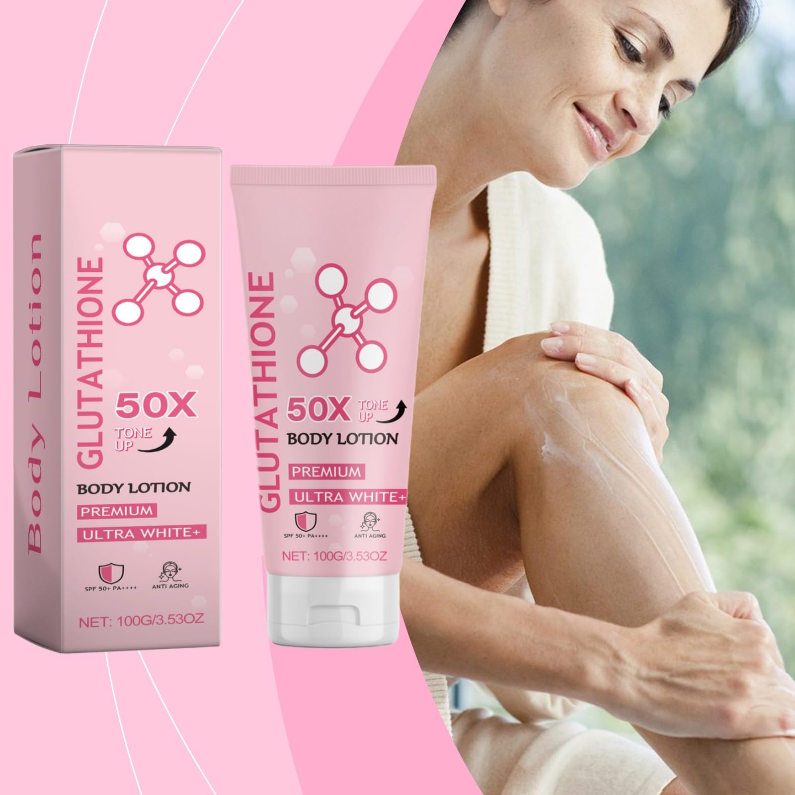Glutathione 50x Tone Up Body Lotion - Skin Brightening & Moisturizing Cream for Even Skin Tone - Softening Scented Lotion for Face & Body (1PC) - Perfect for Daily Skincare Routine & Nighttime Hydration