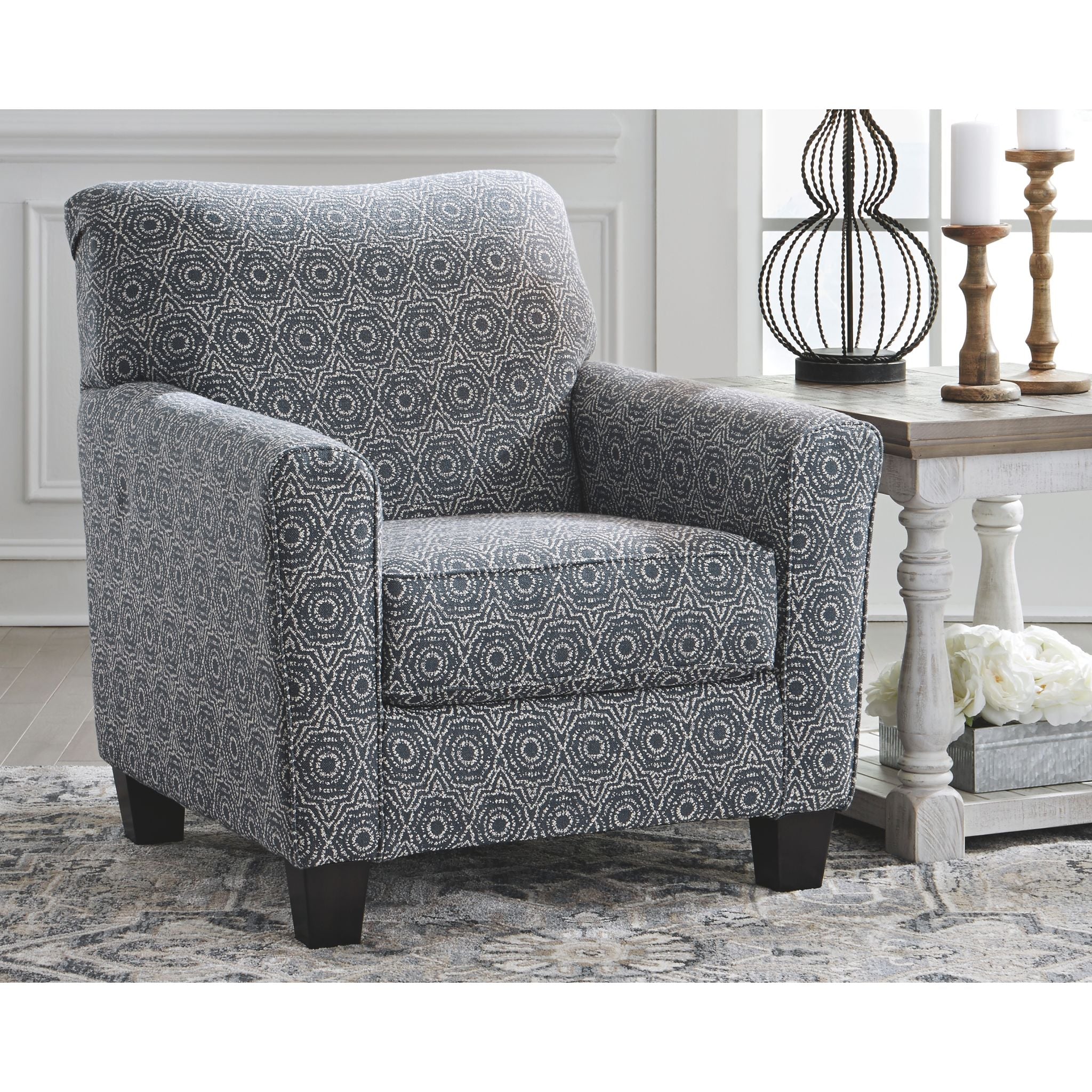 Brinsmade Mid-Century Modern Accent Chair - Midnight Blue Velvet Upholstery, Solid Wood Legs for Living Room, Bedroom, or Office Decor