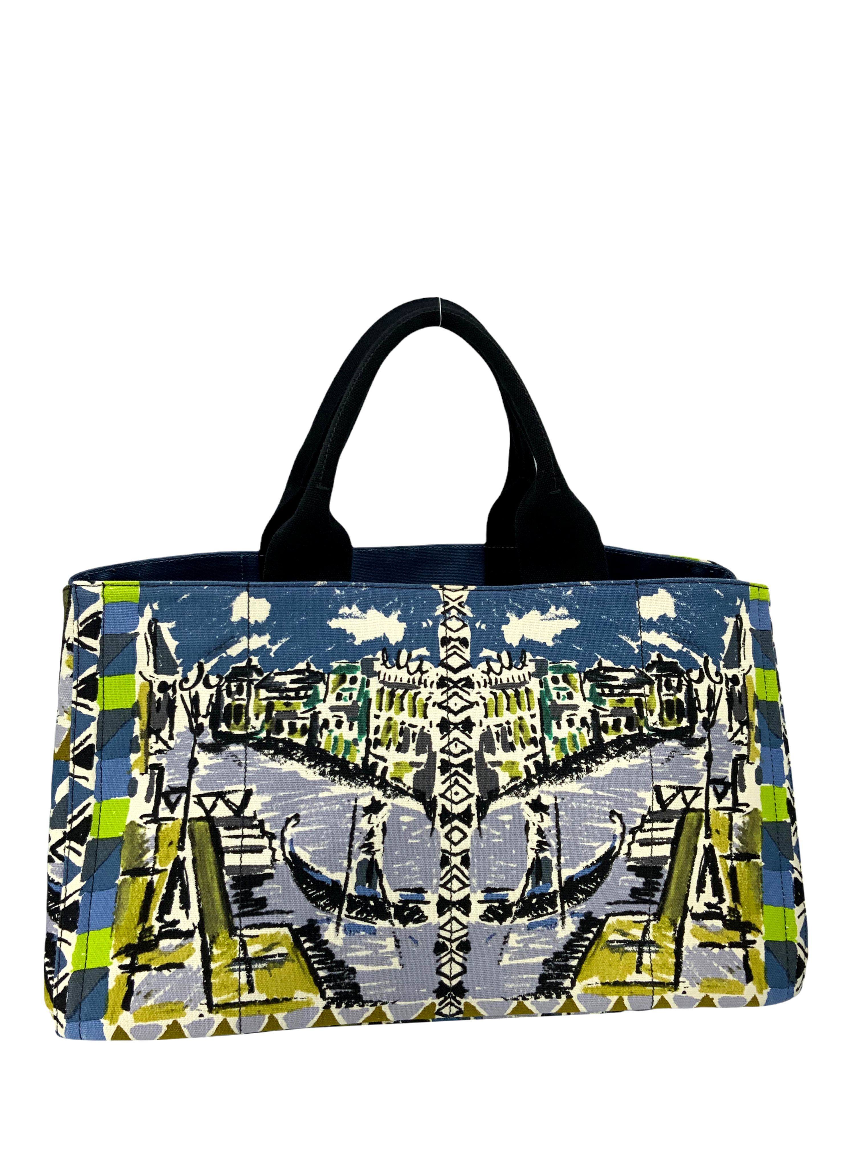 PRADA Canapa St. Venez Tote Bag for Women - Luxury Designer Handbag with Leather Trim - Perfect for Work, Travel & Everyday Use