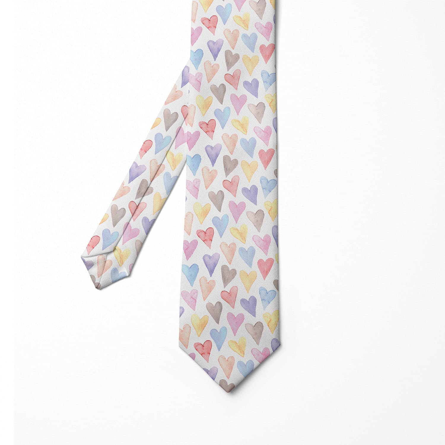 Ambesonne Men's Silk Tie - Watercolor Inspired Romantic Design, 3.7