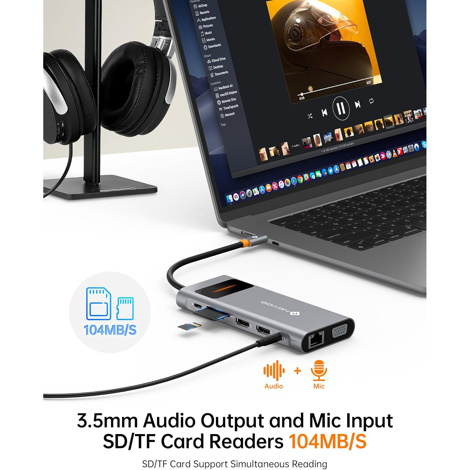 NOVOO 12-in-1 USB C Docking Station with 100W PD Charging, 4K HDMI, Ethernet, USB Ports - Perfect for MacBook Pro/Air, Dell XPS, HP, Home & Office Workstations