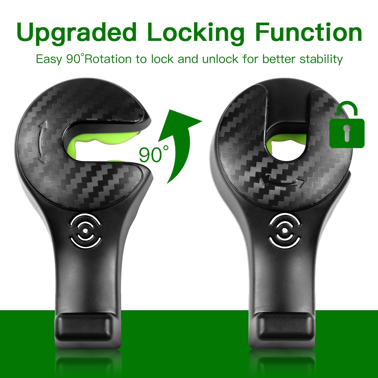 4 Pack Car Headrest Hooks with Locking Design - Heavy Duty Universal Vehicle Organizer for Back Seat, Perfect for Hanging Bags, Purses, Clothes & Groceries - Black - Ideal for Road Trips, Shopping & Daily Commute