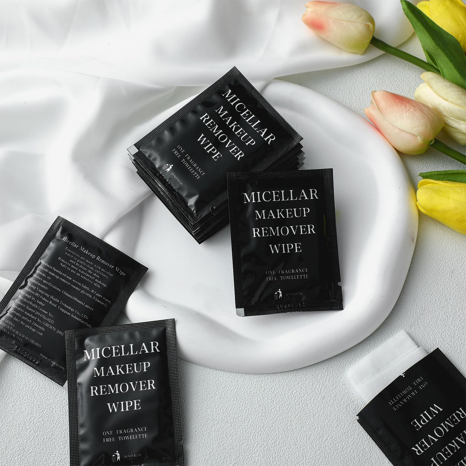 **Ctosree 150-Pack Individually Wrapped Makeup Remover Wipes - Gentle Facial Cleansing Pads for Mascara, Lipstick & Oil Removal - Travel & Hotel Essentials (Black)**    *Perfect for On-the-Go, Gym, Travel, and Daily Skincare Routine*