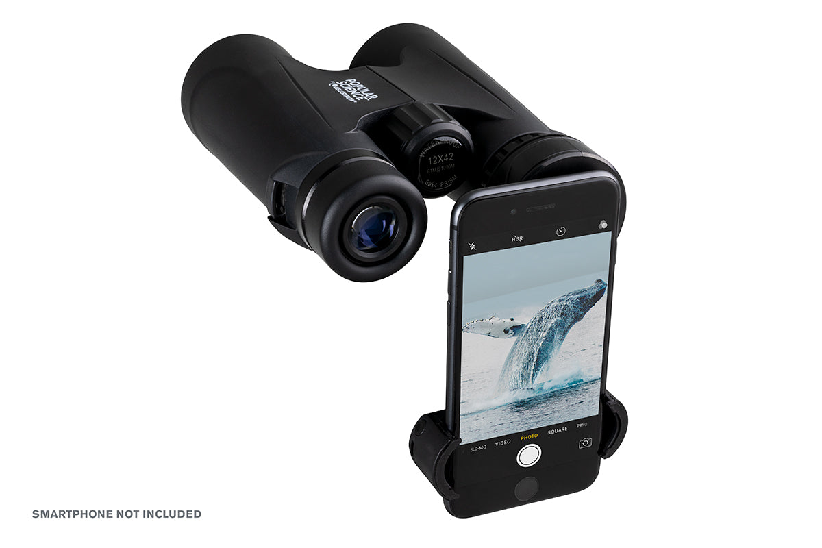 Celestron Outland X 12x42mm Roof Prism Binoculars with Smartphone Adapter & Bluetooth Remote - High Powered Compact Binoculars for Bird Watching, Hiking, Travel and Stargazing