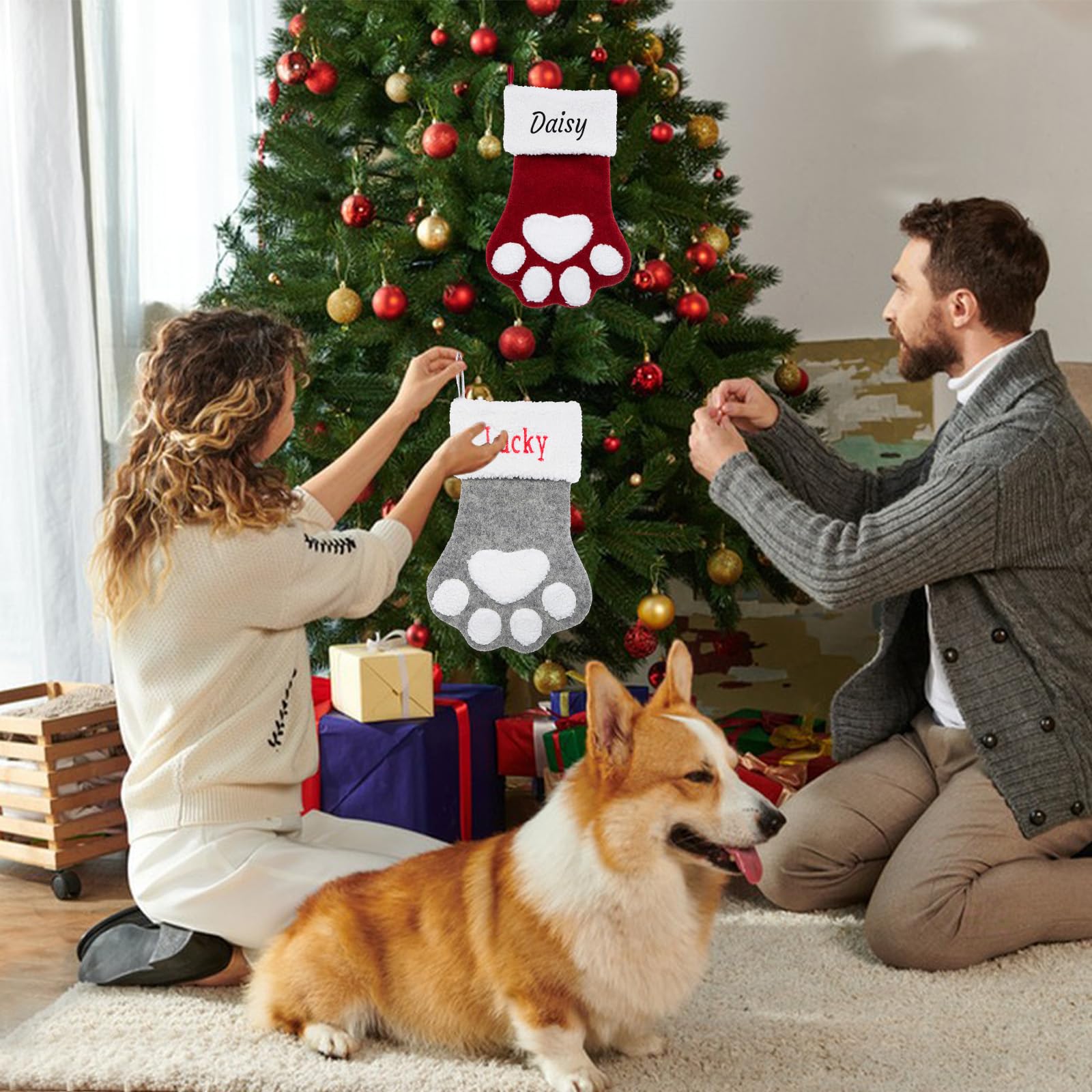 Custom Embroidered Pet Christmas Stockings - Personalized 18