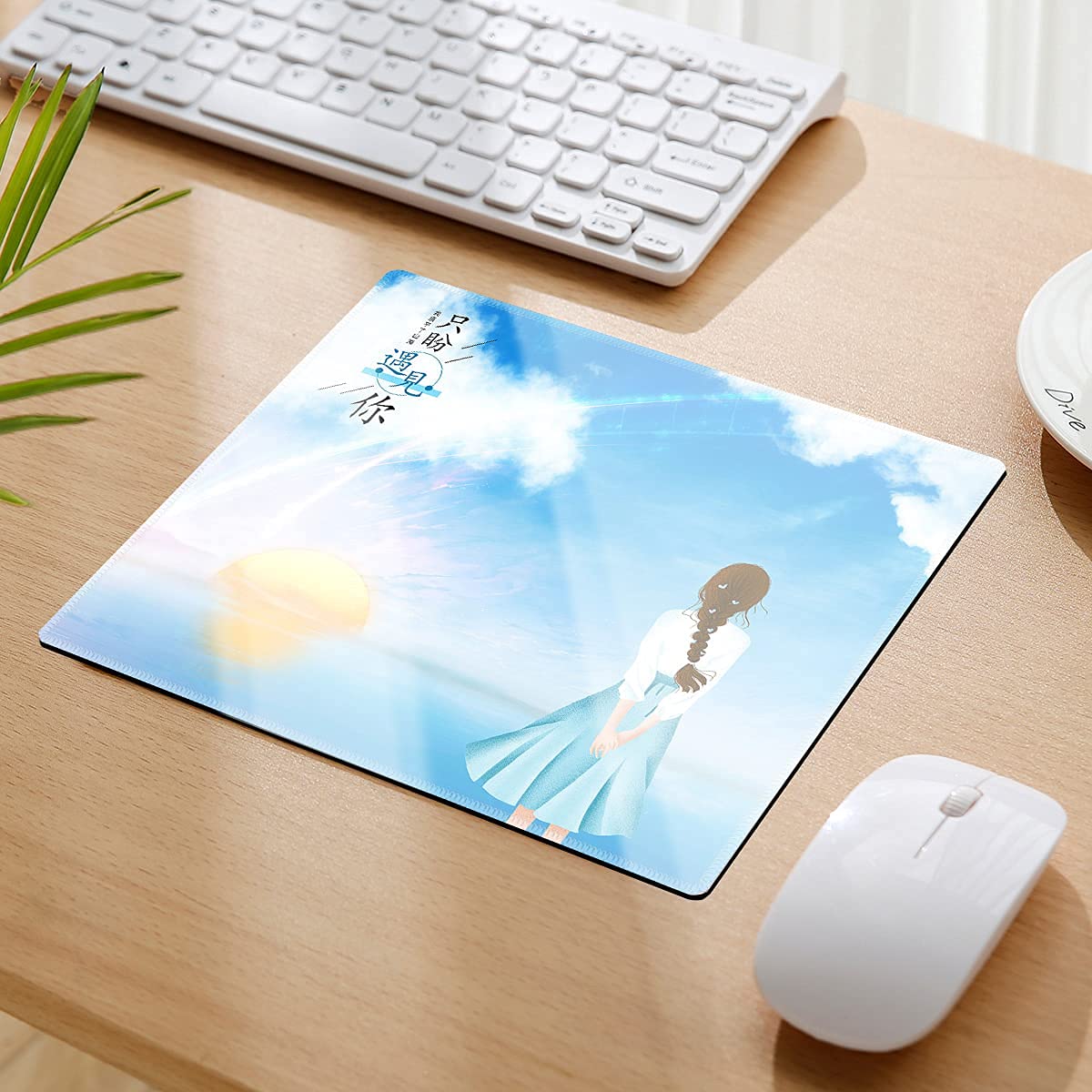 Qisan Non-Slip Gaming Mouse Pad with Comfortable Rubber Base - Foldable Mouse Mat for PC, Laptop, Keyboard - High Precision Rectangle Mousepad for Gamers & Office Work (Cute Young Girl Design) - Perfect for Gaming, Work & Home Office Use