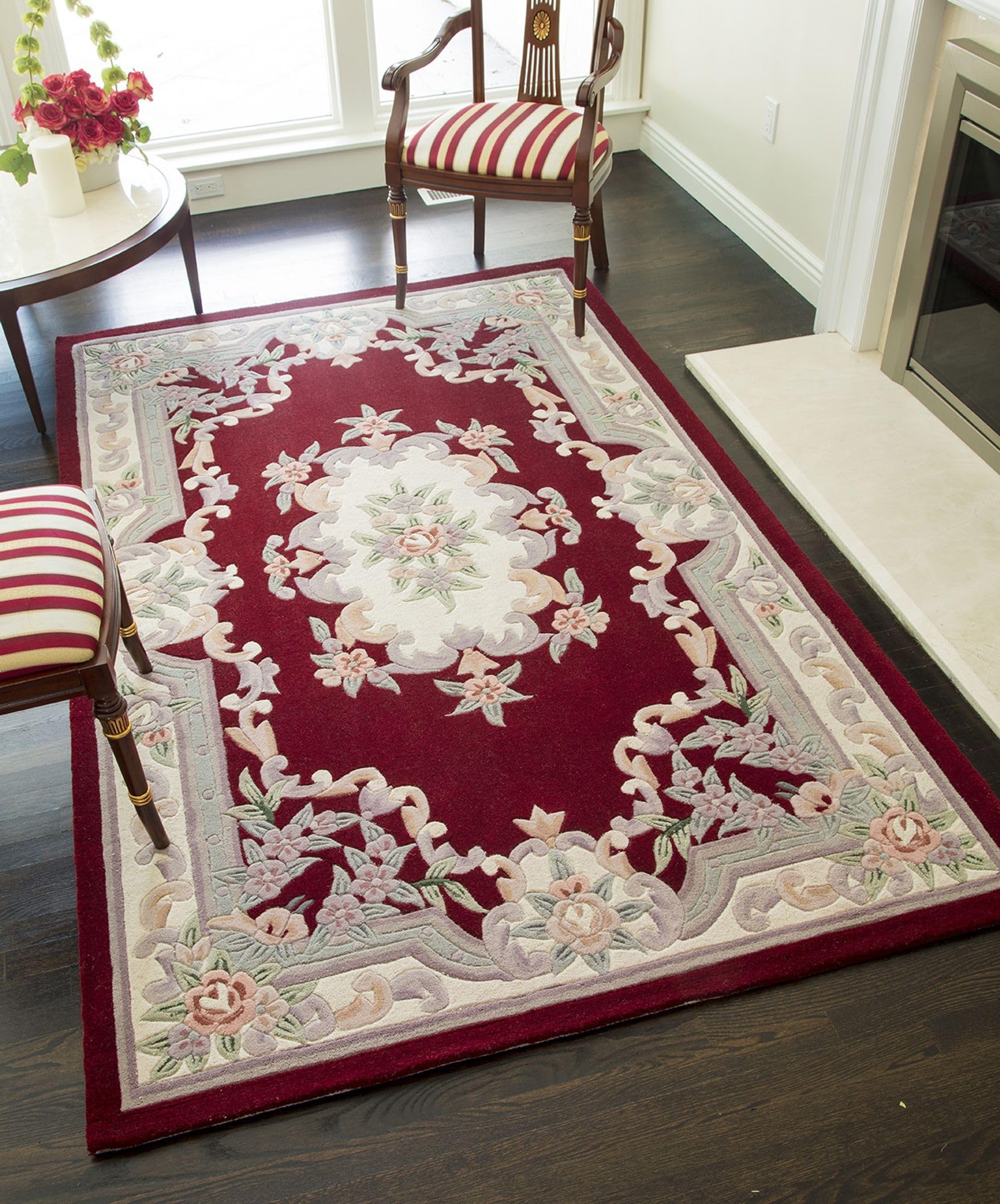 Rugs America RA21825 6x9 Feet Burgundy Area Rug - Soft & Durable Living Room Rug for Bedroom, Dining Room, and Home Decor