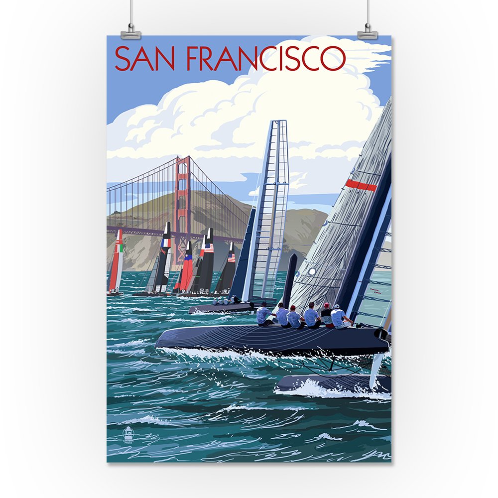 Lantern Press 16x24 Inch Giclee Art Print - San Francisco California Sailboat Race Wall Decor - Perfect for Living Room, Bedroom & Office