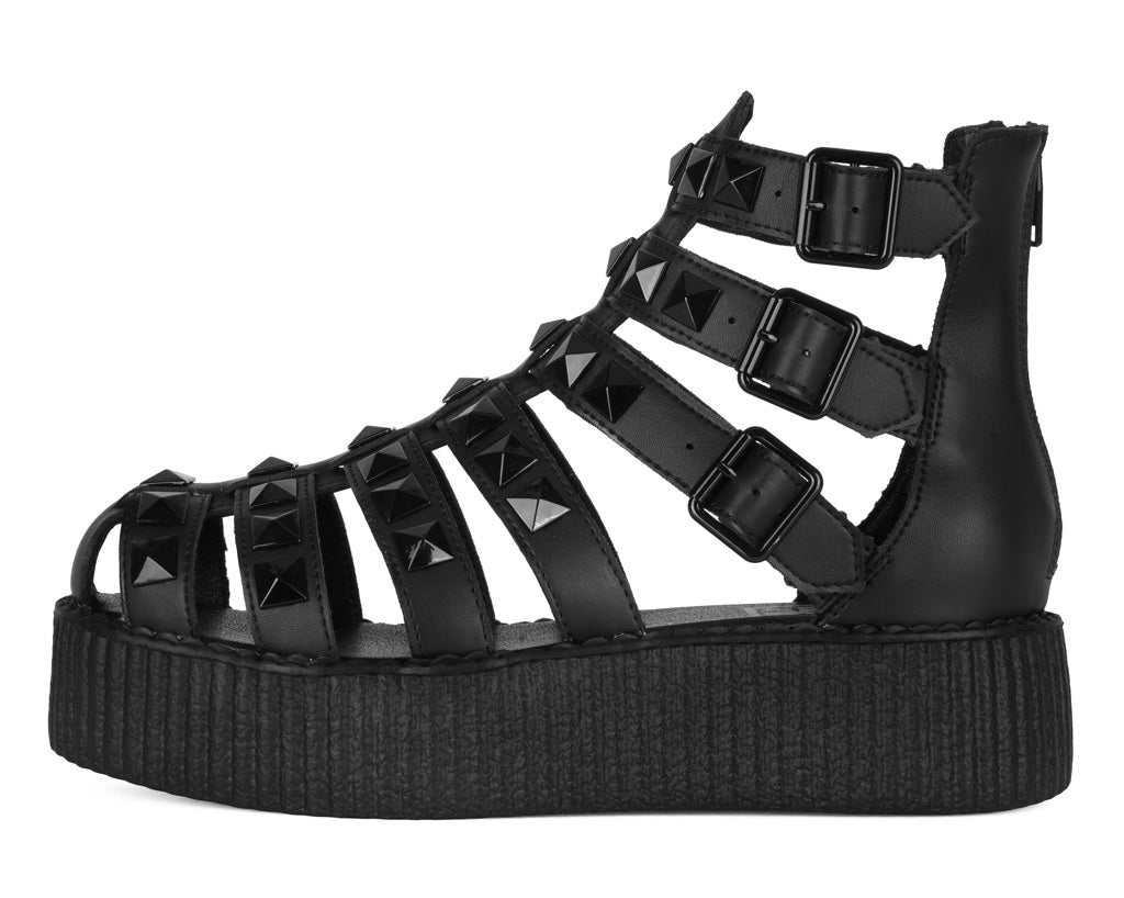 Black Studded Gladiator Sandals for Women - Viva Mondo Fashion Strappy Heels - Perfect for Summer Outfits, Parties & Date Nights