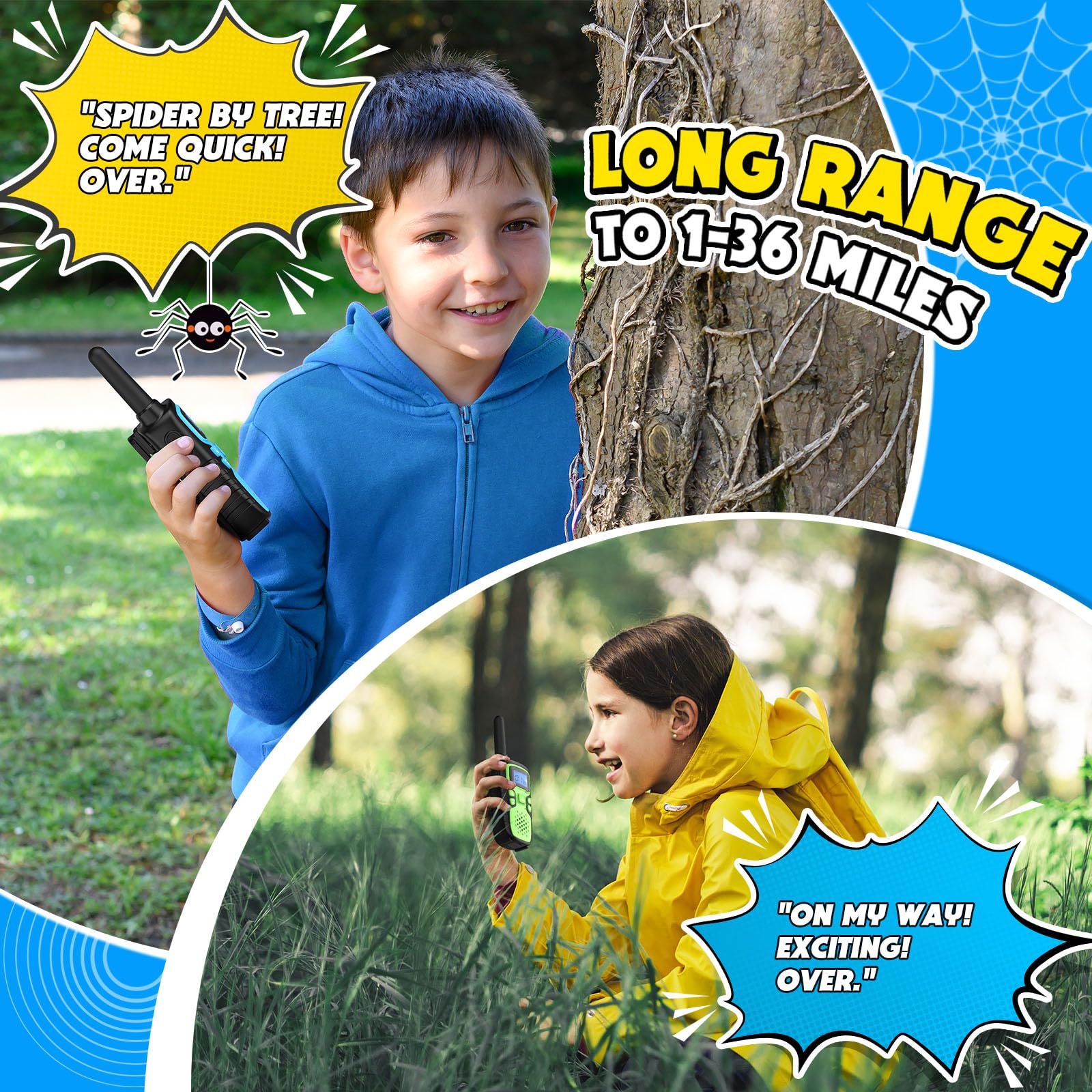 Wishouse Long Range Walkie Talkies for Adults & Kids - 6 Pack Rechargeable Two Way Radios for Family Camping, Hiking, Outdoor Adventures & Emergency Communication