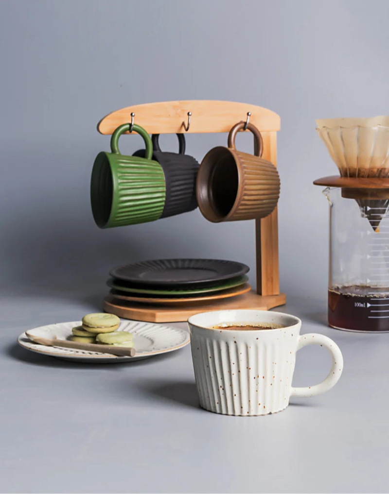 Premium Ridgeway Artisan Ceramic Coffee Cup & Saucer Set - Handcrafted Porcelain Tea Cup for Espresso, Latte & Cappuccino - Perfect for Home, Office & Cafe Use