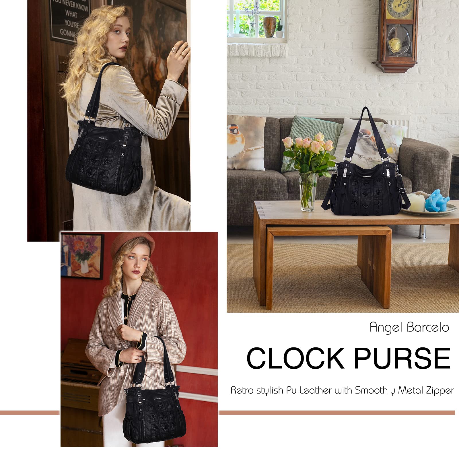 Angel Barcelo Women's Hobo Purses & Handbags - Fashionable Satchel & Large Shoulder Bags for Work, Travel & Everyday Use