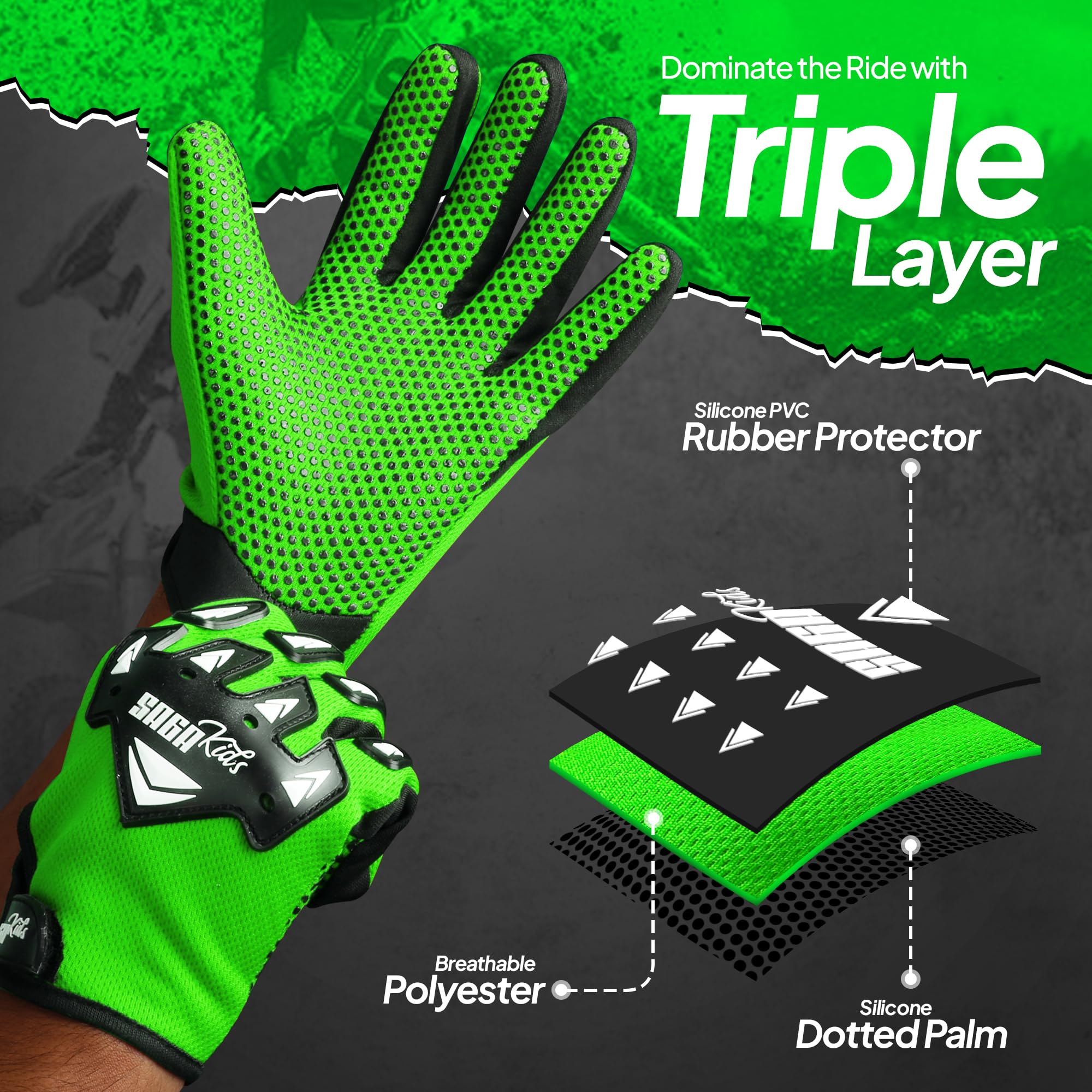 Premium Motocross Gloves for Dirt Bike & BMX Riding - Breathable Protective Motorcycle Gloves with Enhanced Grip - Ideal for Off-Road Racing, Trail Adventures & Extreme Sports