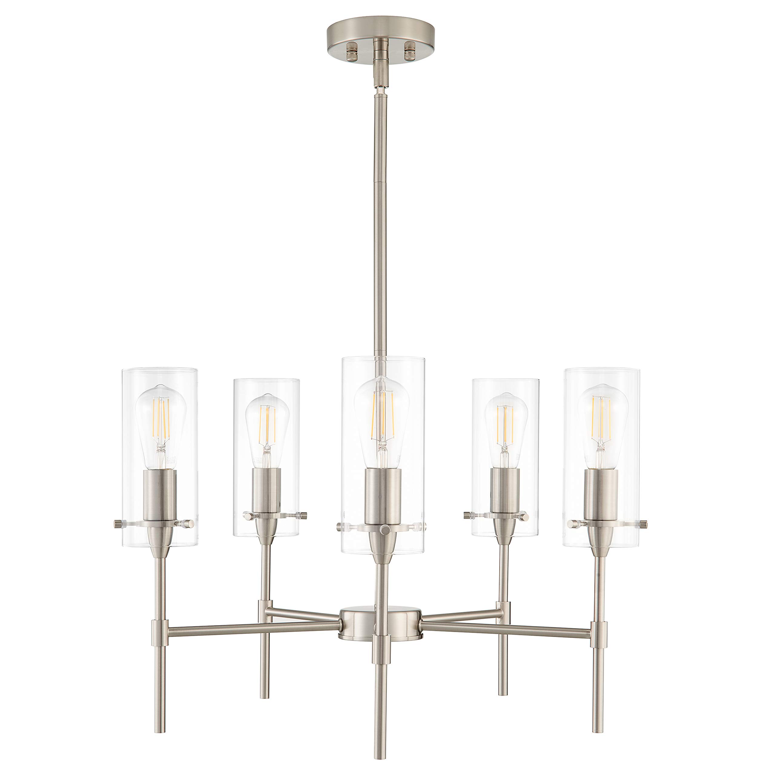 Linea di Liara Effimero 5-Light Brushed Nickel Chandelier - Modern Farmhouse Dining Room & Kitchen Pendant Light Fixture, UL Listed, Perfect for Dining Tables and Kitchen Islands