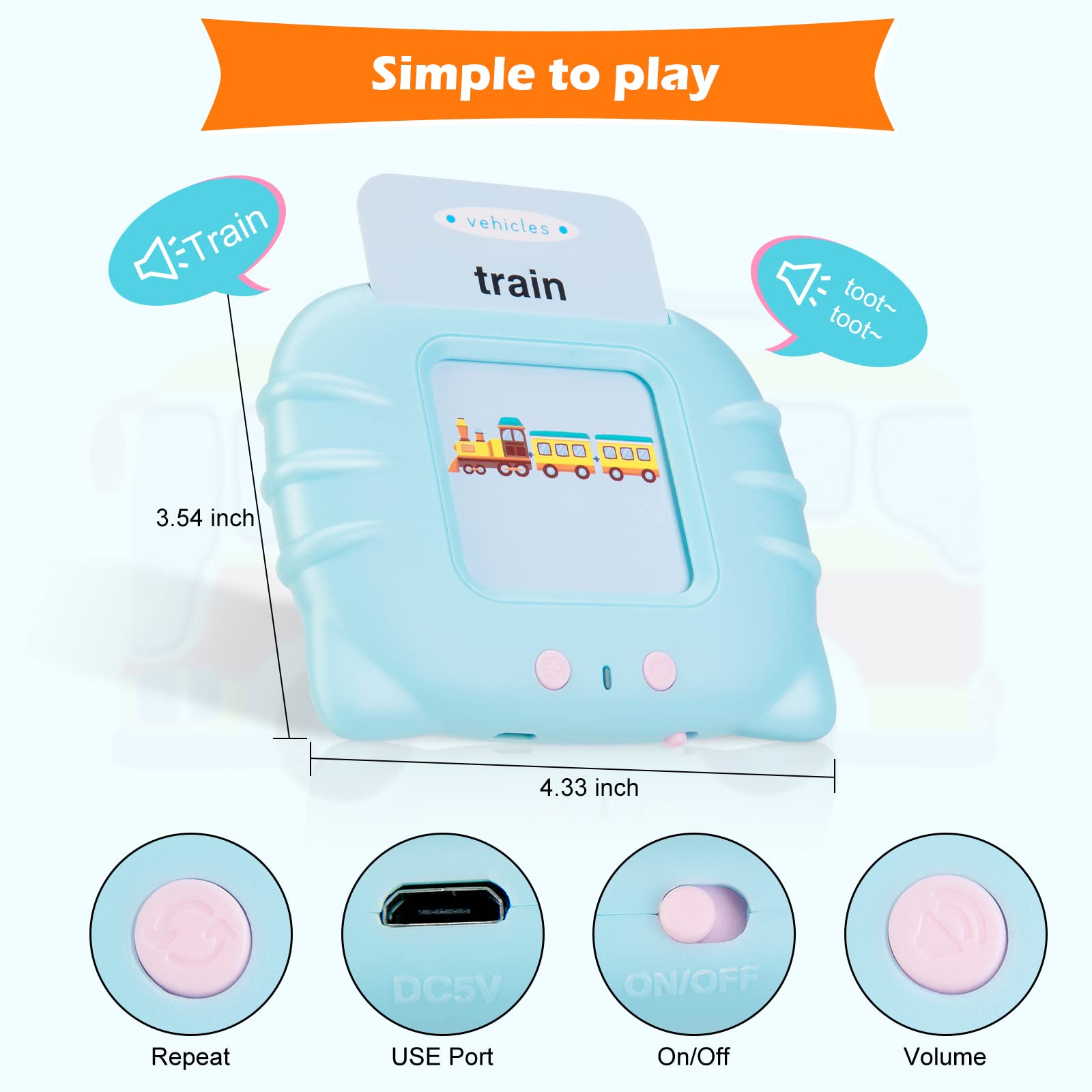 224 Sight Words Talking Flash Cards - Montessori Educational Learning Interactive Toddler Toys for Speech Therapy & Autism Sensory Development (Blue) - Perfect for Preschool Learning, Homeschooling & Special Needs Education