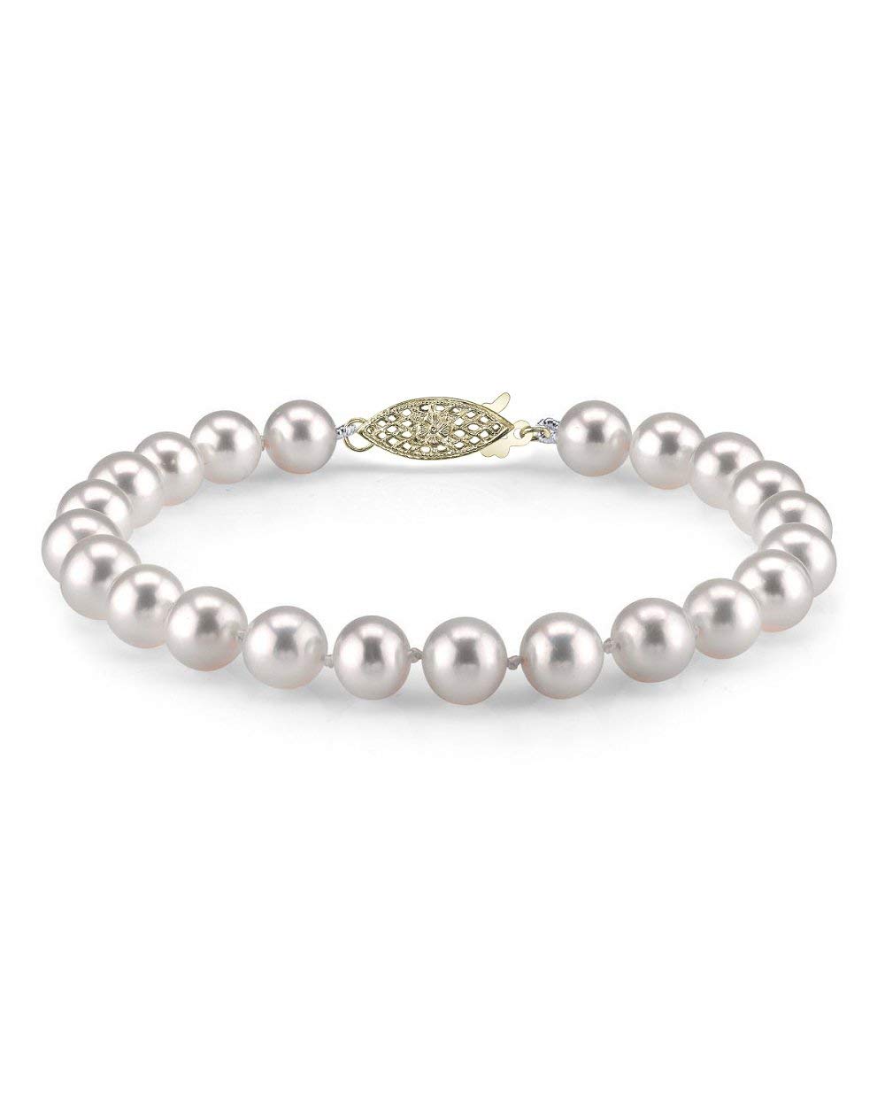 14K Gold 10-11mm AAA Quality Round White Freshwater Cultured Pearl Bracelet for Women - Elegant Jewelry Gift for Anniversary, Wedding & Special Occasions