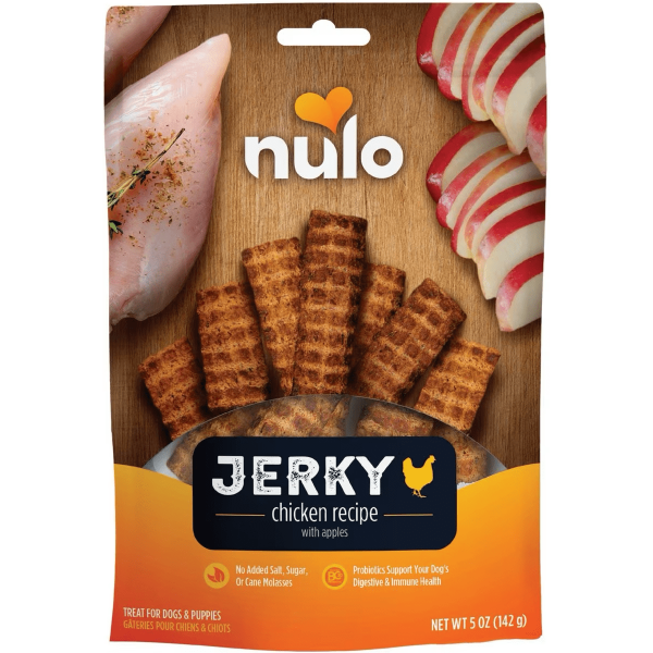 Nulo Freestyle Chicken Recipe with Apples Jerky Strips Dog Treats - Grain-Free, High-Protein Training Snacks for Small & Large Dogs - Perfect for Outdoor Adventures & Reward-Based Training