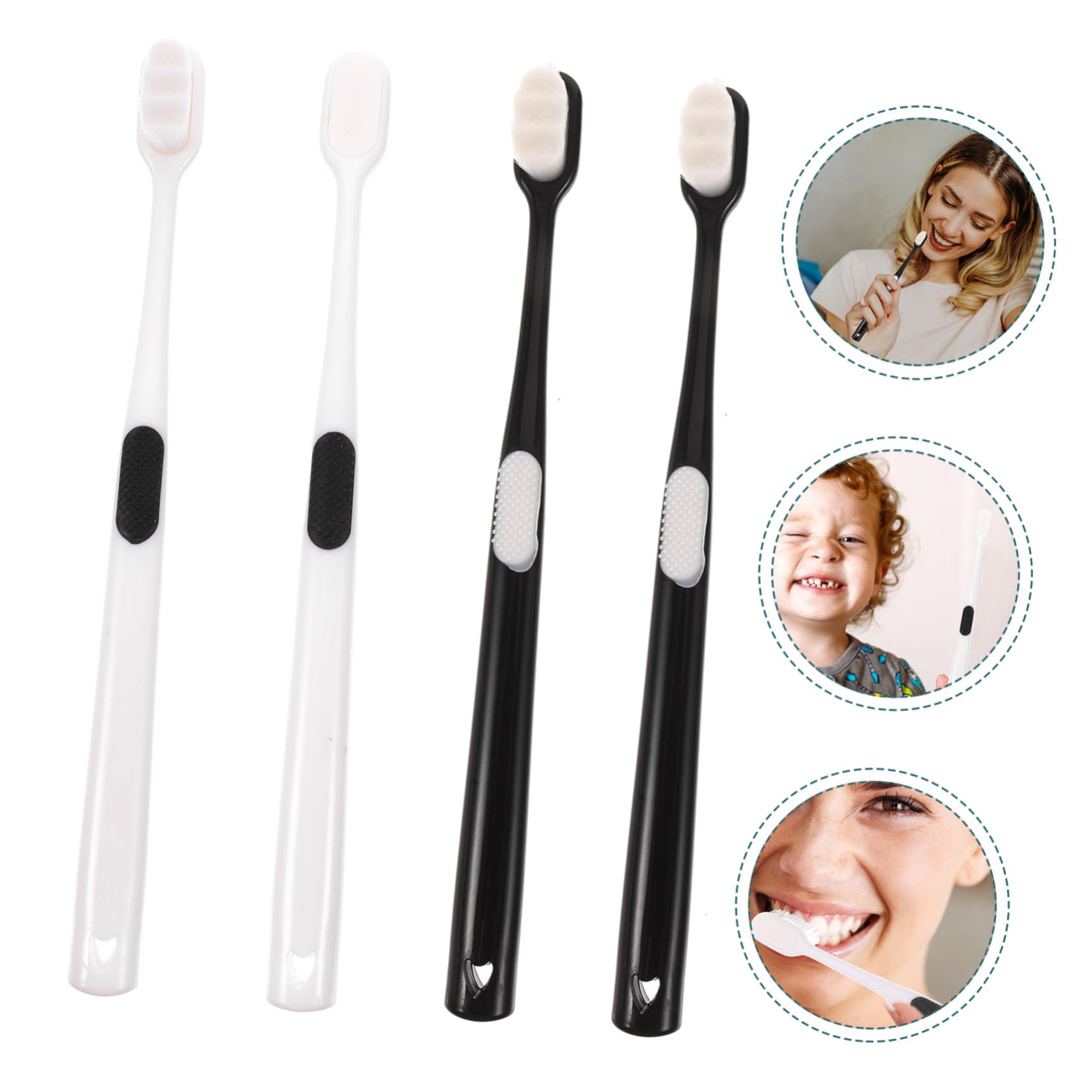 4-Pack Extra Soft Toothbrushes for Sensitive Gums - 10,000 Micro Bristles Manual Toothbrushes for Kids & Adults - Gentle Cleaning for Daily Oral Care & Travel