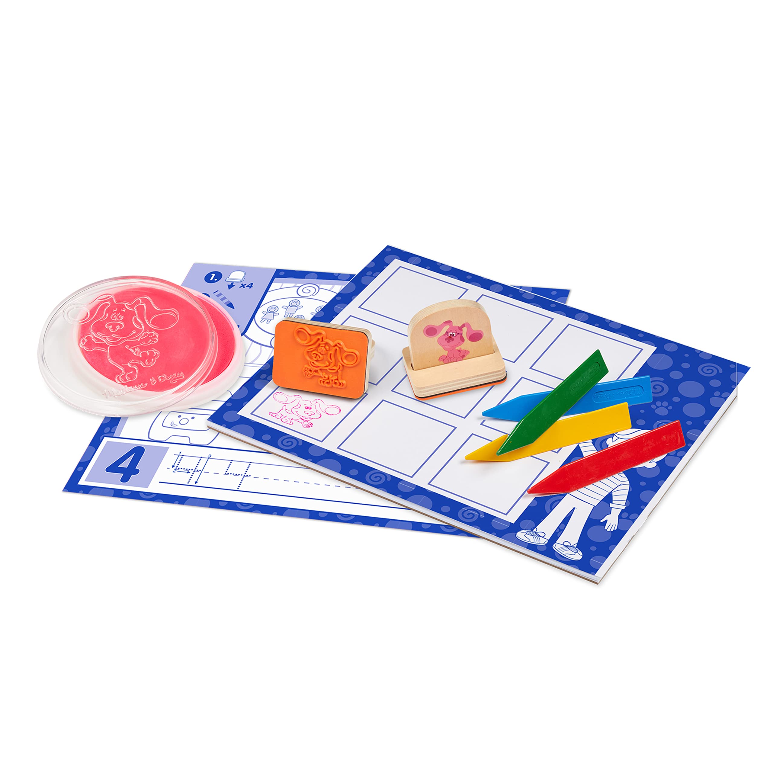 Melissa & Doug Wooden Stamps & Activity Pad - Blue's Clues Set (15pc) for Kids' Creative Play