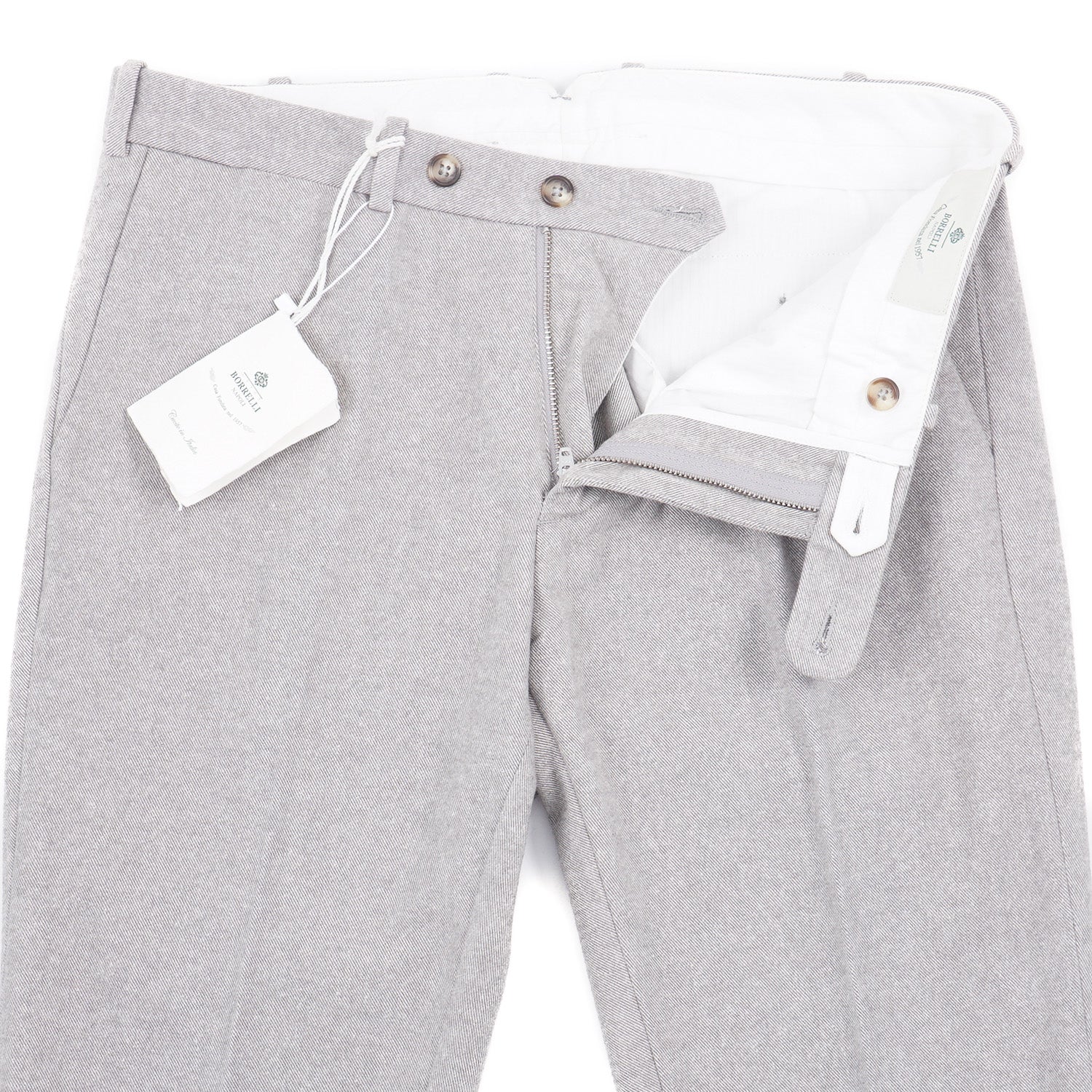 Luigi Borrelli Men's Soft Twill Cotton Pants - Comfortable Casual & Business Trousers for Office, Travel & Everyday Wear