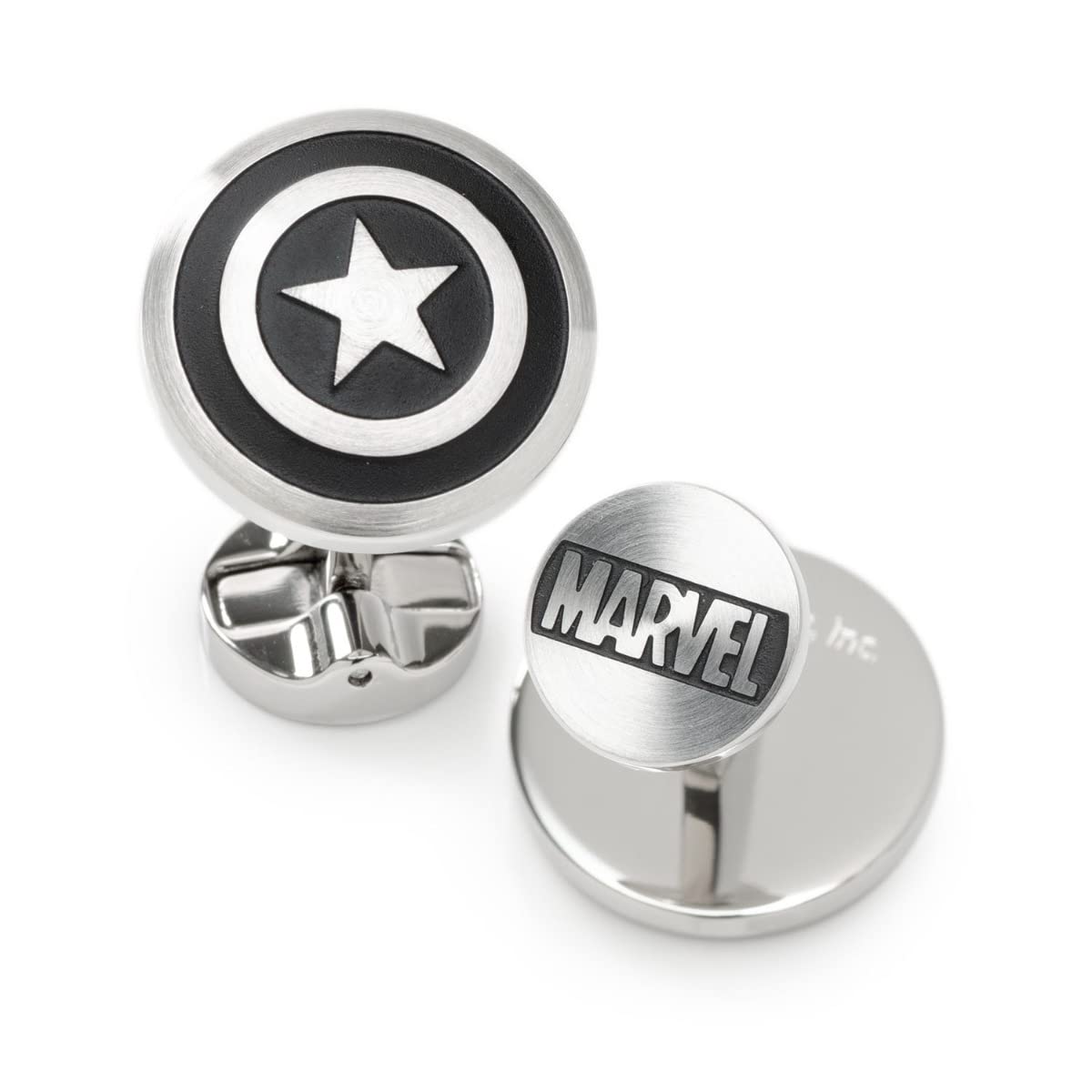 Captain America Shield Stainless Steel Cufflinks for Men - Marvel Avengers Superhero Gift for Wedding, Business & Formal Occasions