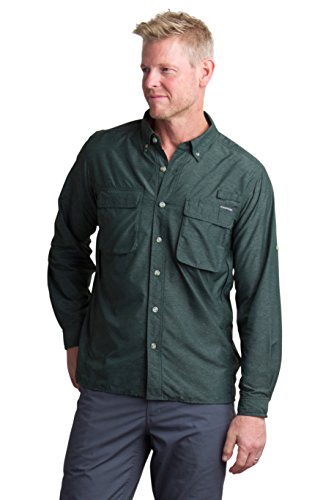 ExOfficio Men's Air Strip Long Sleeve Shirt - Moisture Wicking, UPF 50+ Sun Protection, Lightweight Travel & Outdoor Performance Top for Hiking, Camping & Adventure