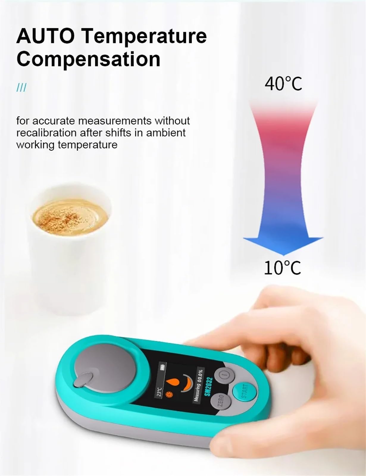 Portable Digital Refractometer 0-53% Brix Tester - Handheld Sugar Content Meter for Grapes, Honey, Fruits, Coffee | Perfect for Winemaking, Brewing & Food Quality Testing