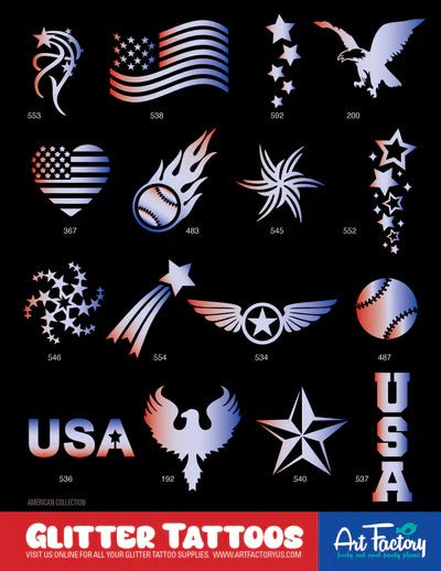 Americana Collection - 80 Piece Stencil Set with Display Poster for DIY Crafts, Home Decor & Scrapbooking | Vintage American Theme Art Supplies