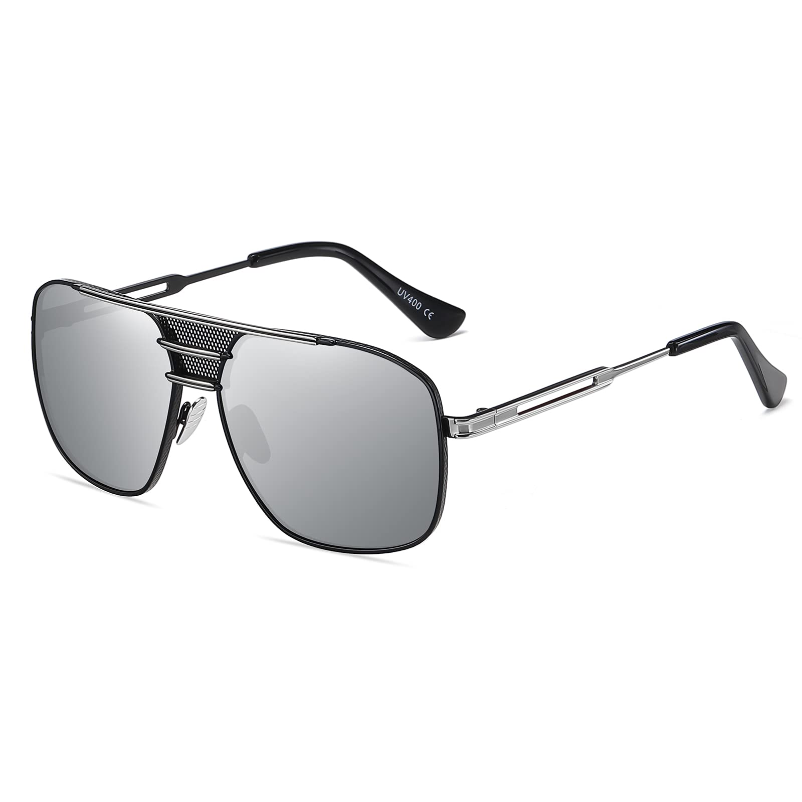 SHEEN KELLY Retro Oversized Polarized Aviator Sunglasses for Men - Classic Metal Frame UV Protection - Perfect for Driving, Travel & Outdoor Activities