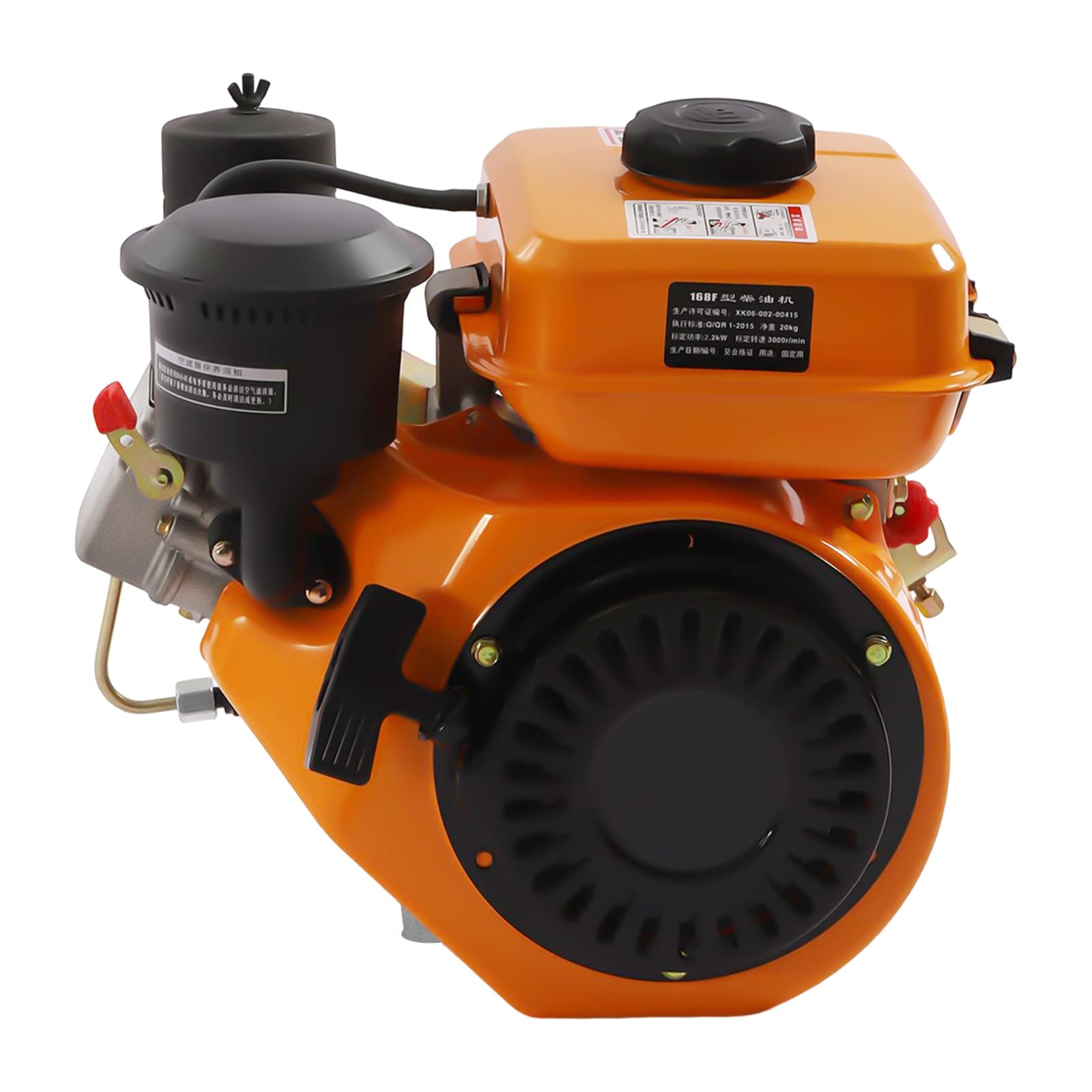 TBVECHI 196cc Single Cylinder Vertical Diesel Engine - 2.2kw Air Cooled with Vortex Oil System for Drainage Machines & Water Pumps (Orange) - Ideal for Agricultural, Construction & Emergency Flood Control Applications