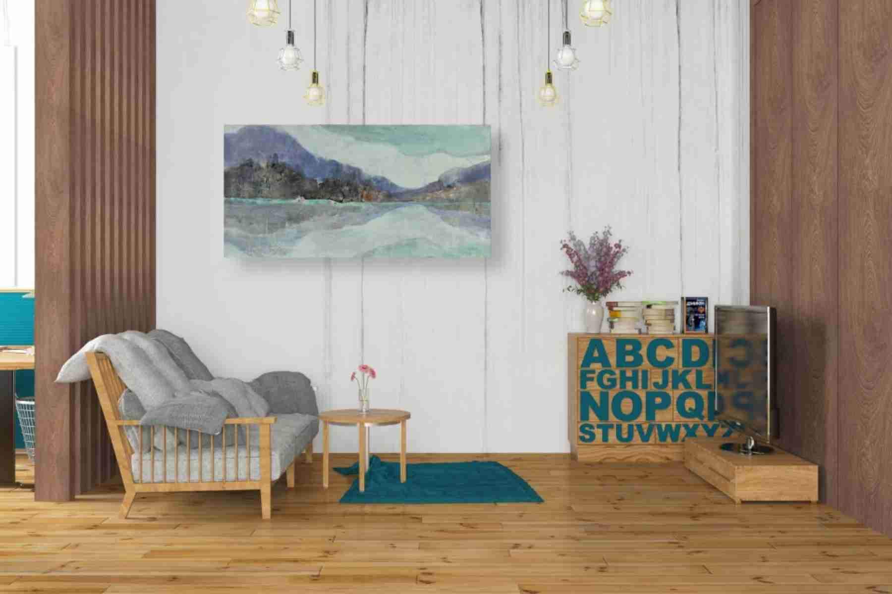 Albena Hristova Winter Landscape Canvas Wall Art - 40x20 Inches Modern Home Decor for Living Room, Bedroom & Office