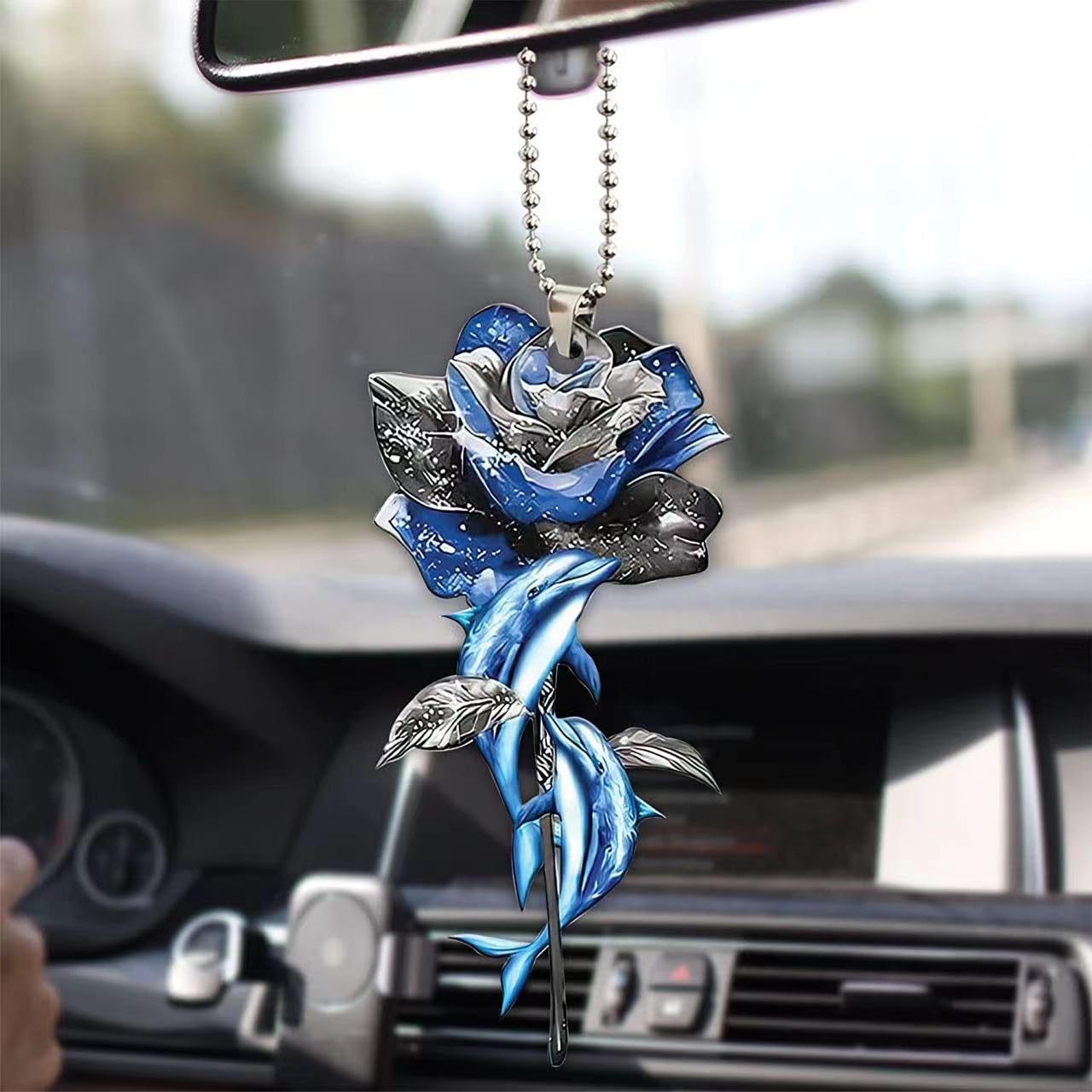 Stylish Rose Car Mirror Hanging Charm - Cute Animal Rearview Mirror Ornament for Cars, SUVs & Trucks | Perfect Gift for Women & Car Enthusiasts | Great for Road Trips & Daily Commutes