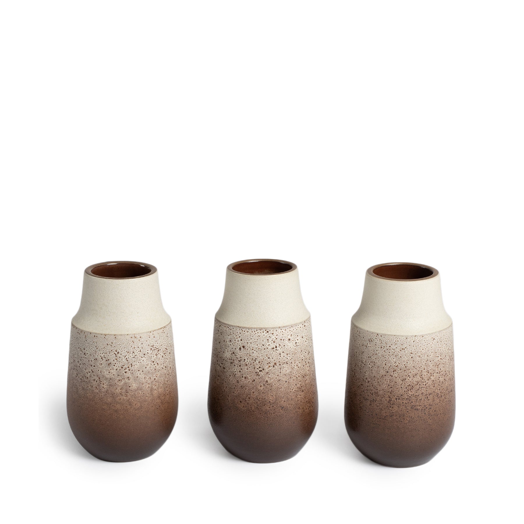 Vanilla Bean & Matte Brown Fade Ceramic Neck Vase - Elegant Home Decor for Living Room, Dining Table, or Wedding Centerpieces