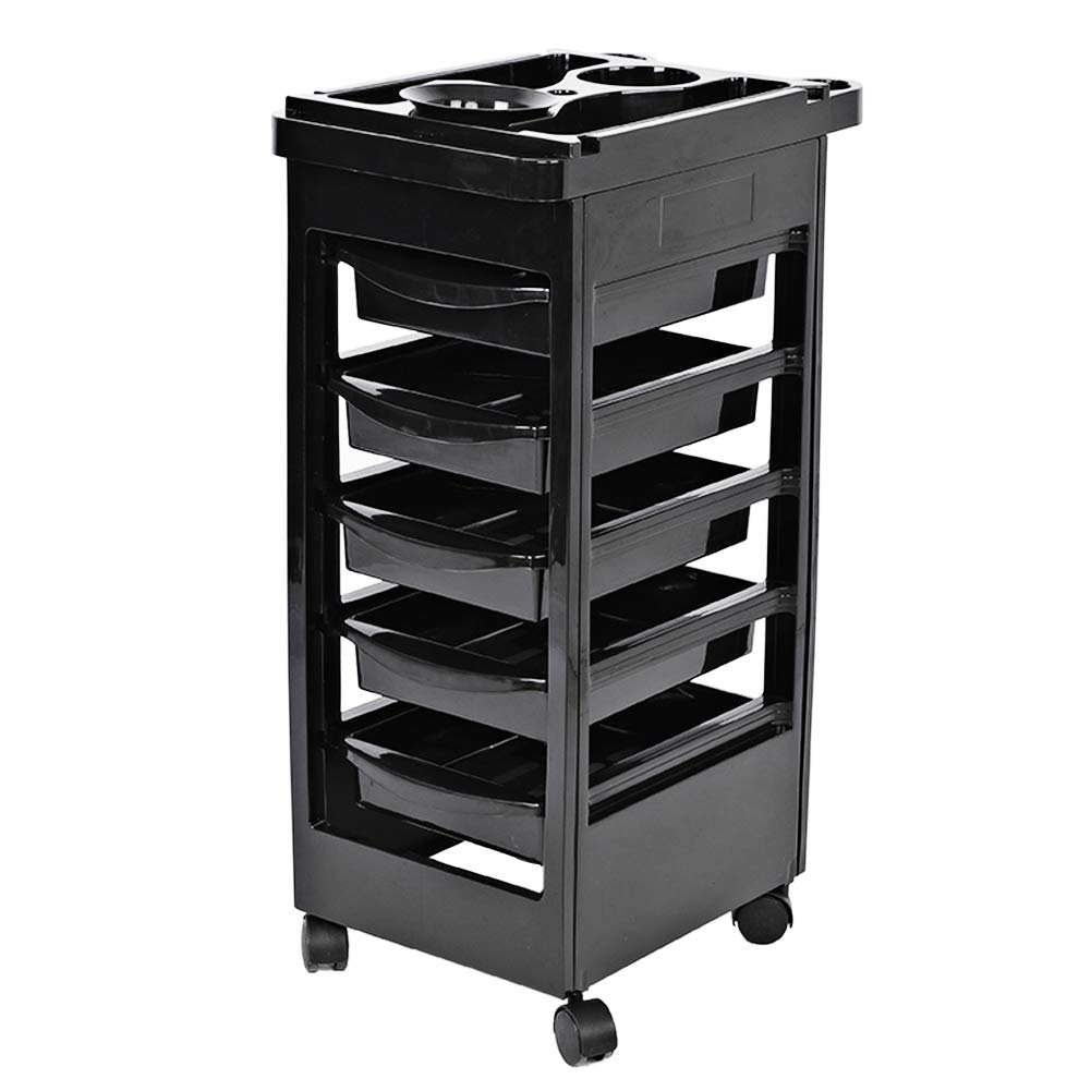 Professional Beauty Salon Rolling Trolley Cart with 5 Drawers - Adjustable Height Hair Salon Storage Organizer for Styling Tools, Scissors & Supplies | Perfect for Salon, Spa & Home Use