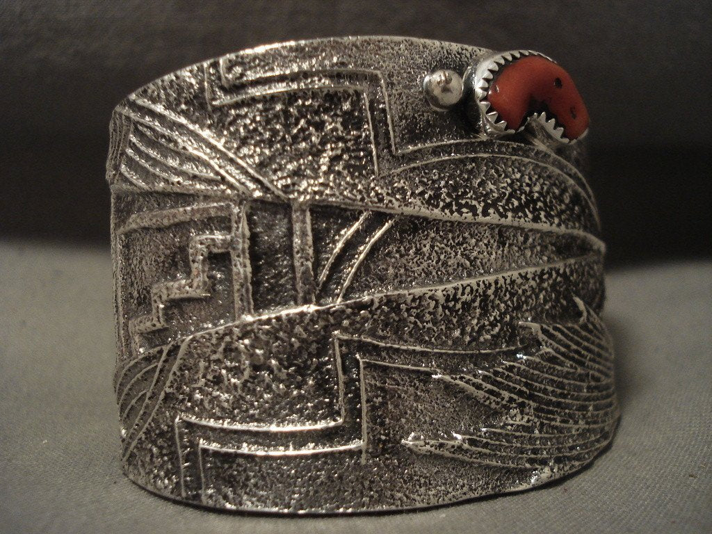 115 Gram Navajo 'Maiden Cuff' Sterling Silver Native American Jewelry - Handcrafted Tufa Cast Coral Bracelet for Women, Southwest Style Boho Accessory | Perfect for Festivals, Weddings & Special Occasions