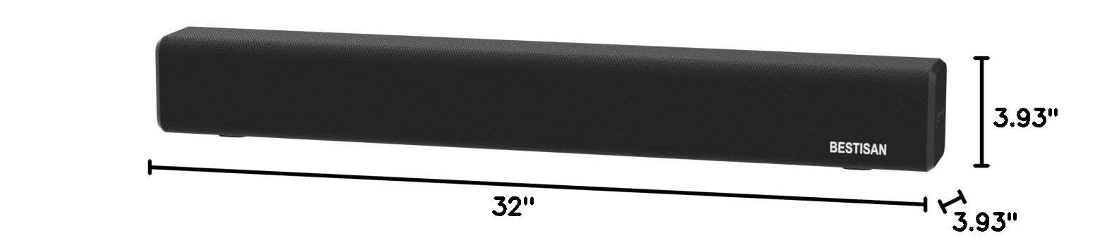 Bestisan 100W 32-Inch 2.1 Channel Bluetooth 5.0 Soundbar with Built-in Dual Subwoofer - HDMI ARC, 3 Audio Modes (Movie/Music/Dialog) - Enhanced TV Audio for Home Theater, Gaming & Streaming (2022 Model)