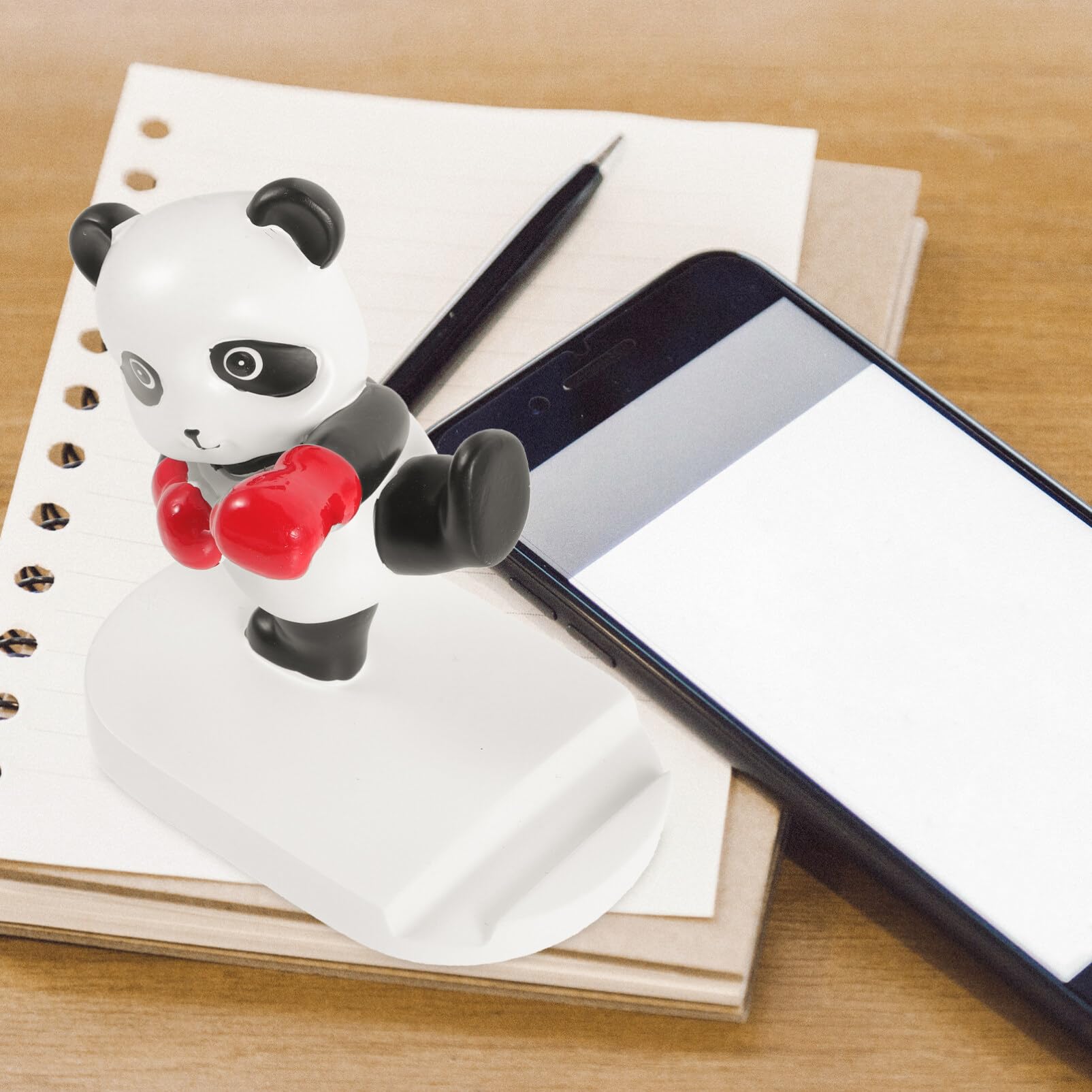 BESPORTBLE Cute Panda Phone Stand - Adjustable Resin Cell Phone Holder for Desk, Office & Home Use | Perfect Gift for Girls & Animal Lovers | Compatible with All Smartphones (Black & White)