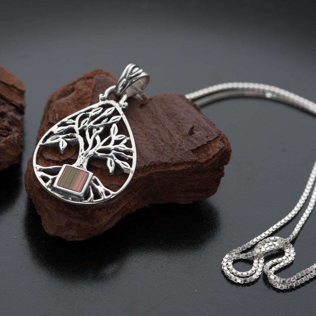 925 Sterling Silver Tree of Life Pendant Necklace - Jerusalem Nano Bible Torah Drop Charm Jewelry for Women, Gift for Baptism, Confirmation & Religious Occasions
