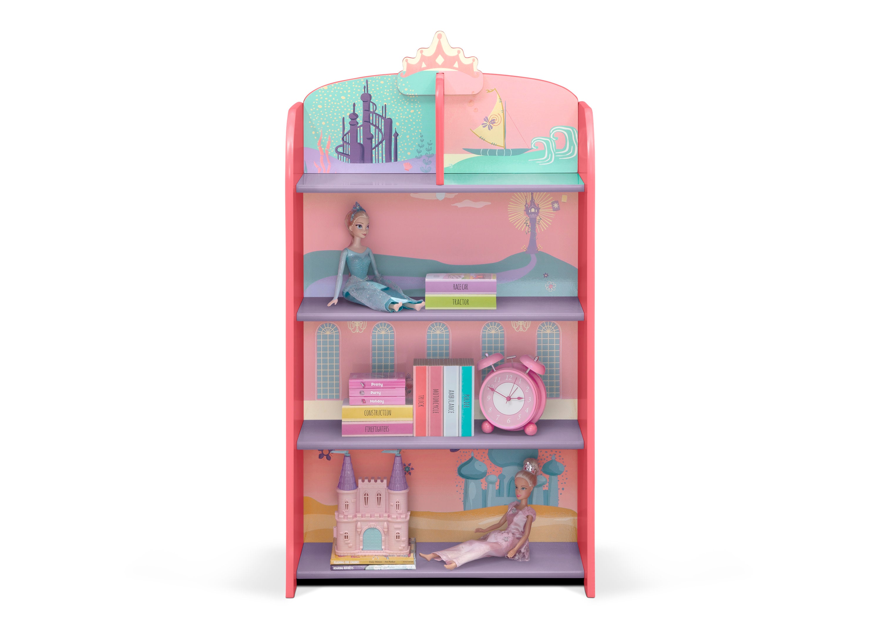 Disney Princess Wooden Playhouse 4-Shelf Bookcase - Kids Bookshelf for Bedroom & Playroom - Perfect for Storytime & Toy Storage