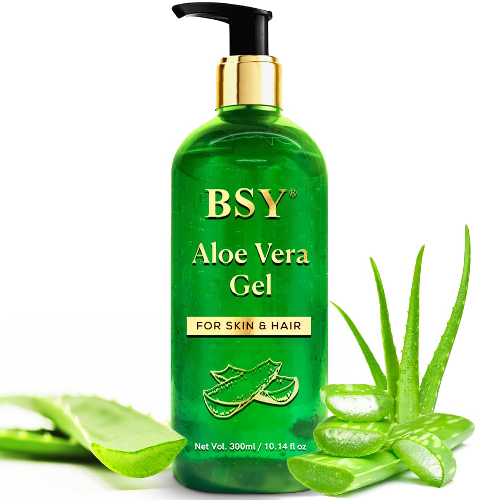 BSY Aloe Vera Gel - 300ml | Pure Non-Sticky Aloe Vera Gel for Face, Skin & Hair Care | Natural Moisturizer for Hydration, Cooling & Soothing | Suitable for All Skin Types | Perfect for Sunburn Relief, After-Sun Care & Daily Skincare Routine