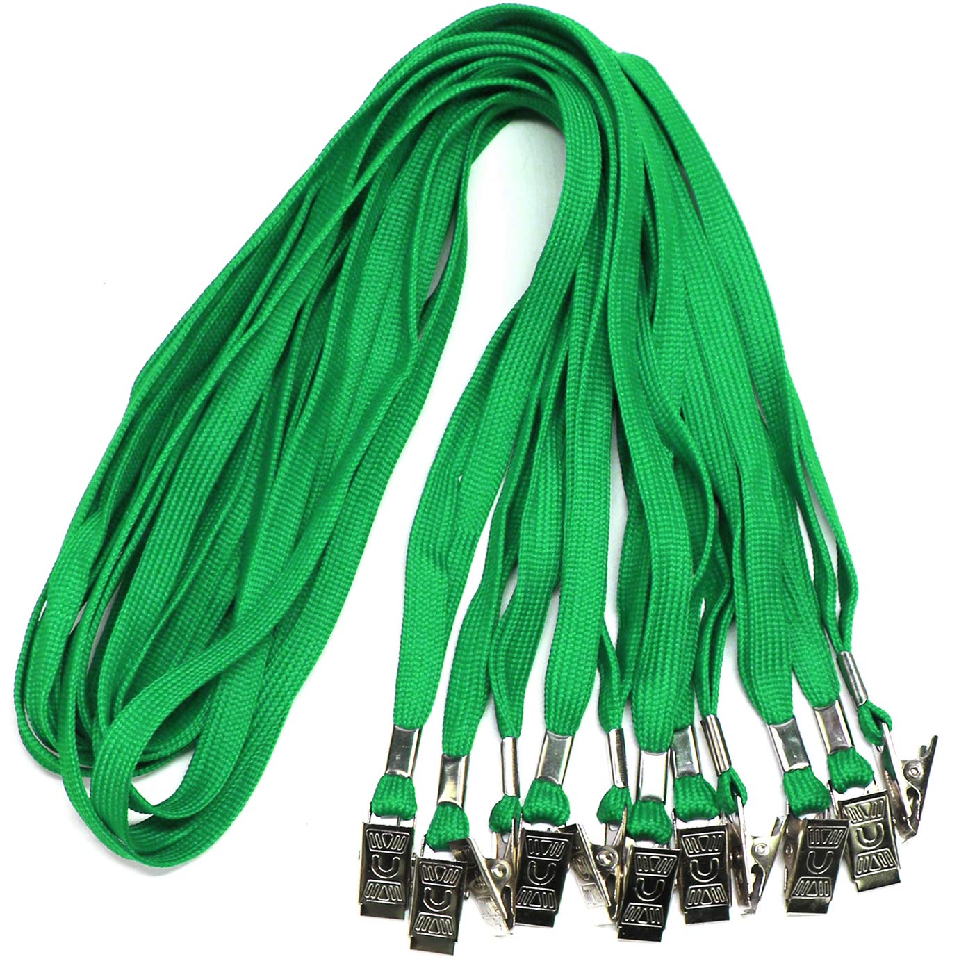 Ollain 100-Pack Green ID Badge Lanyards with Clip for Cruise & Work