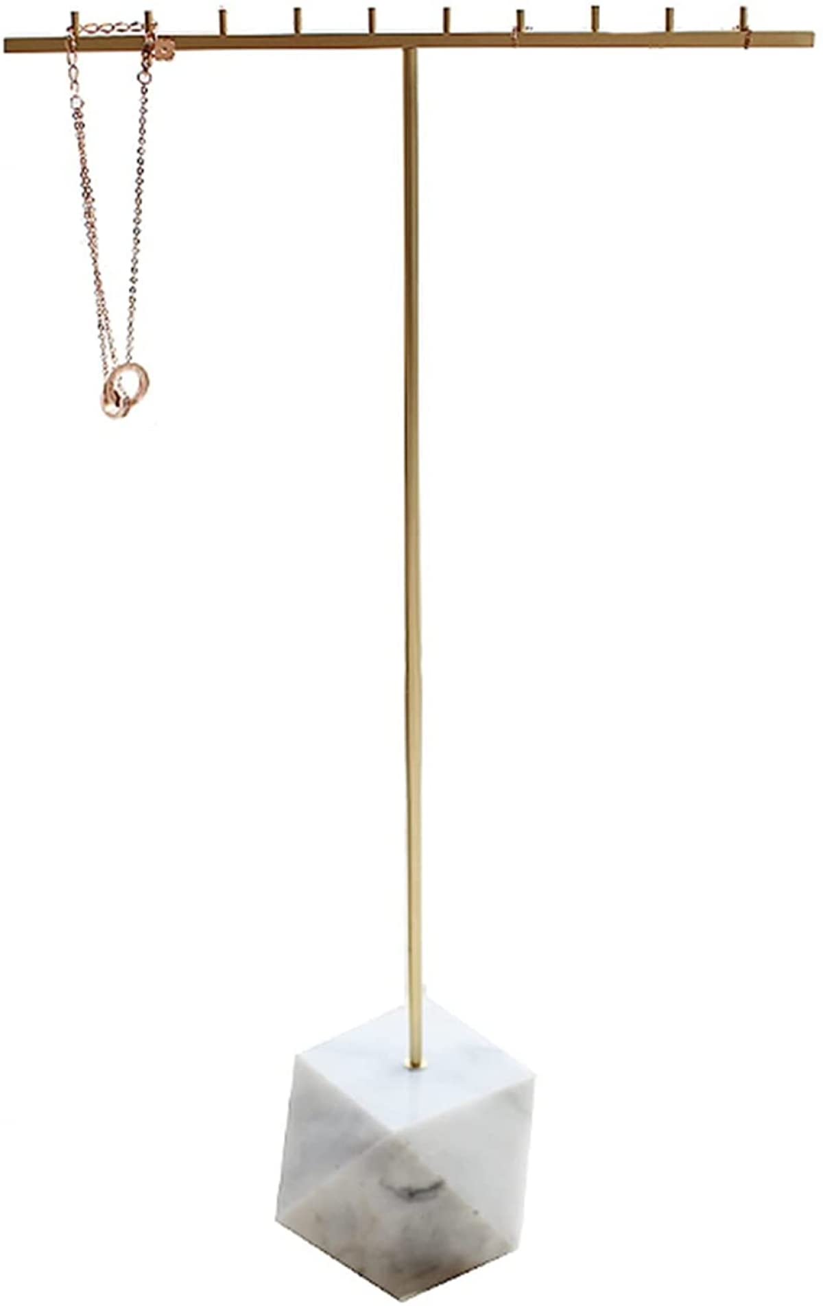NENYAO Jewelry Organizer Stand - Necklace Holder & Bracelet Display Case for Dresser - Jewelry Storage Stand for Long Necklaces, Pendants & Bracelets - Perfect for Bedroom, Bathroom & Vanity Organization (White)