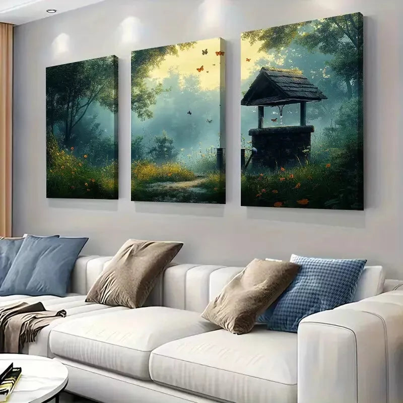 Fantasy Forest Secret Art Set - 3Pcs Framed Canvas Prints 50x70cm | High Quality Australian Made Wall Art | Ready to Hang | Perfect for Living Room, Bedroom & Office Decor