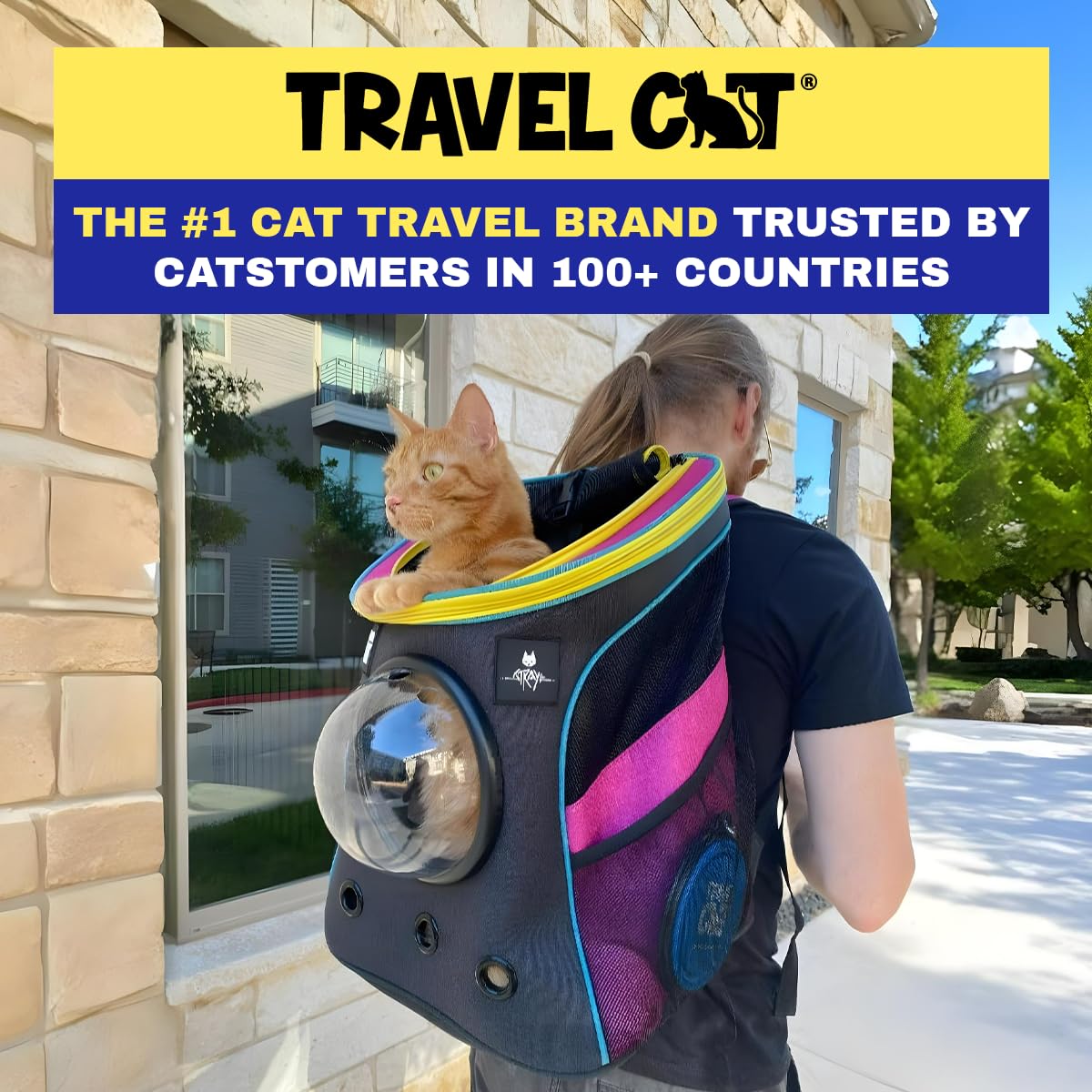 Fat Cat Backpack Carrier - Airline Approved Pet Travel Bag with Bubble Window for Small Cats & Kittens | Premium Ventilated Cat Backpack for Outdoor Adventures, Hiking, Vet Visits & Daily Use